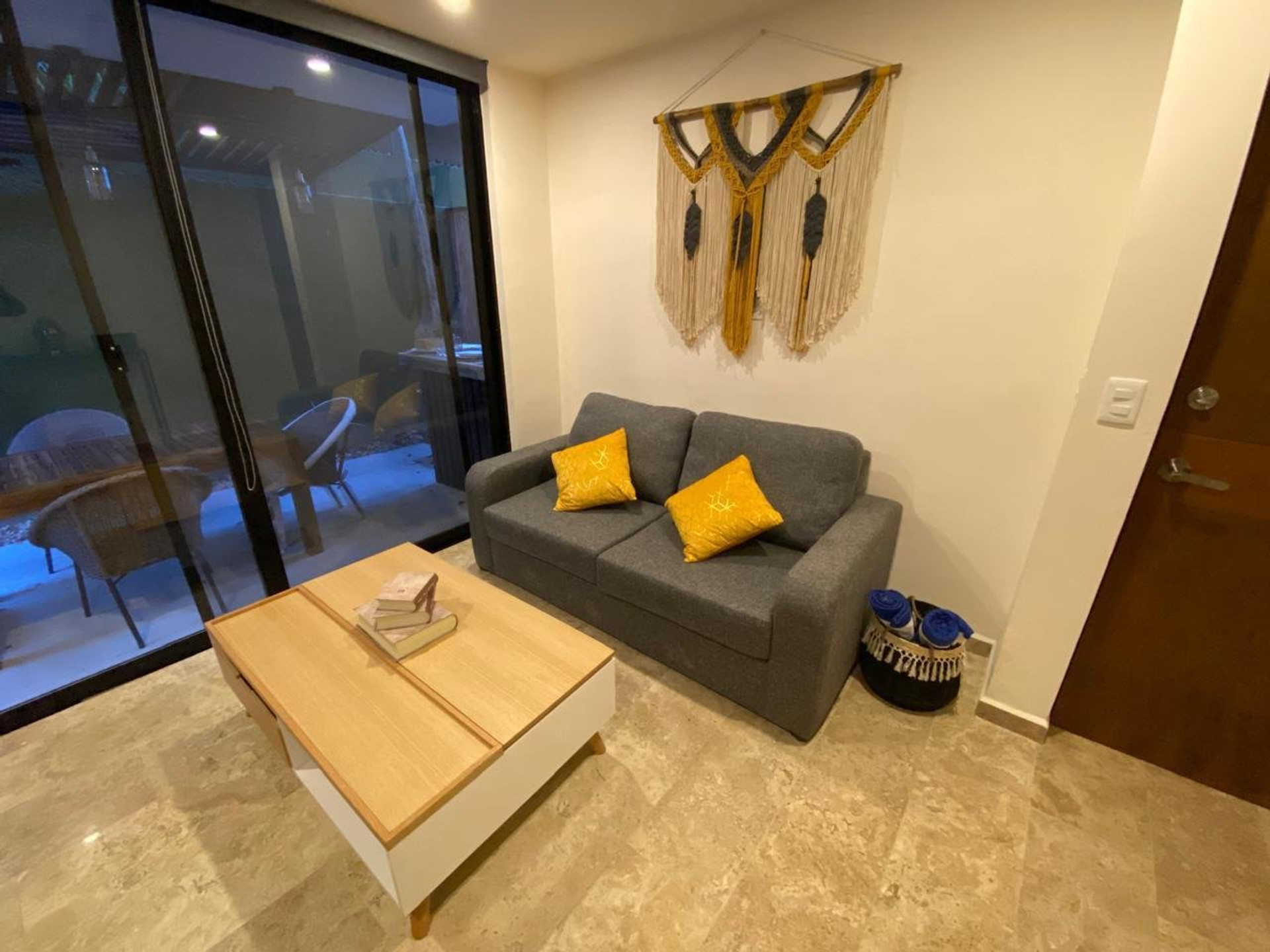 Living room with sofa and terrace