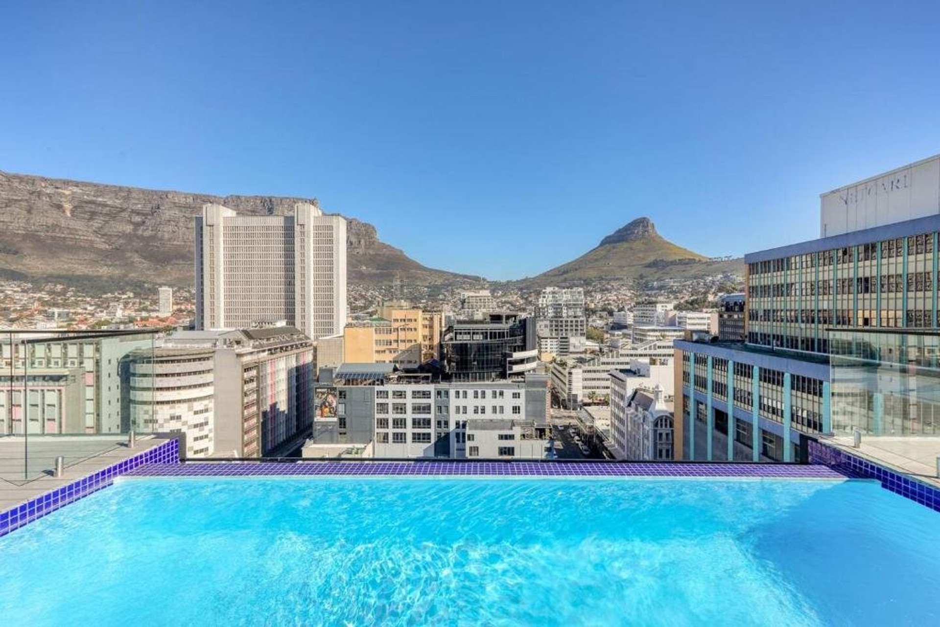 Rooftop pool with city views