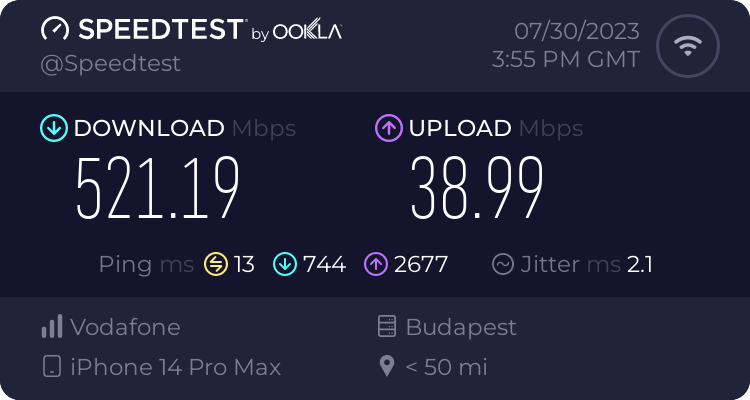 Speedtest.net result