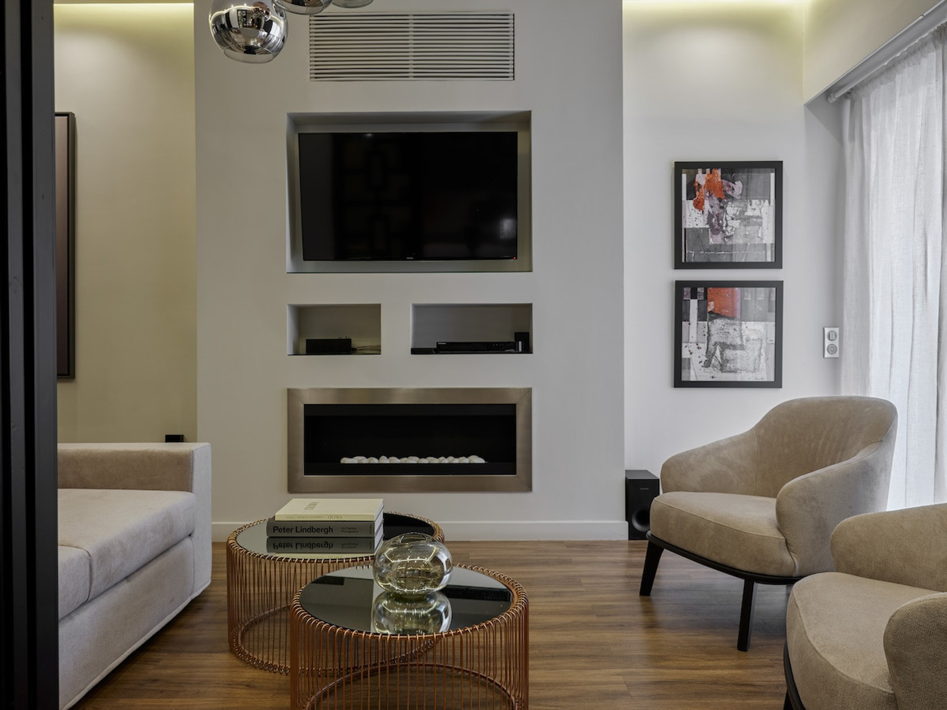 The modern living room with a smart TV