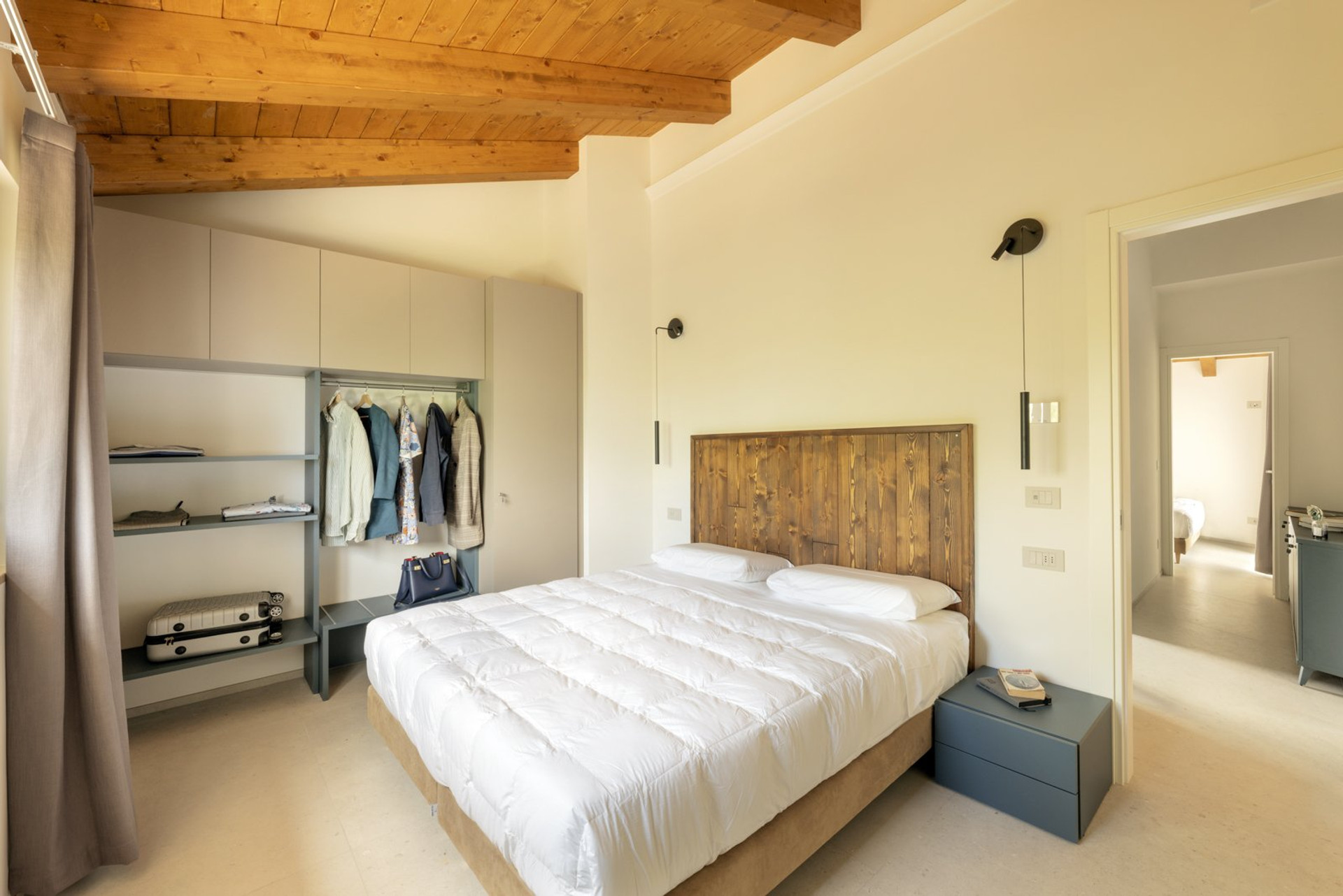 Master bedroom with wooden ceiling wardrobe