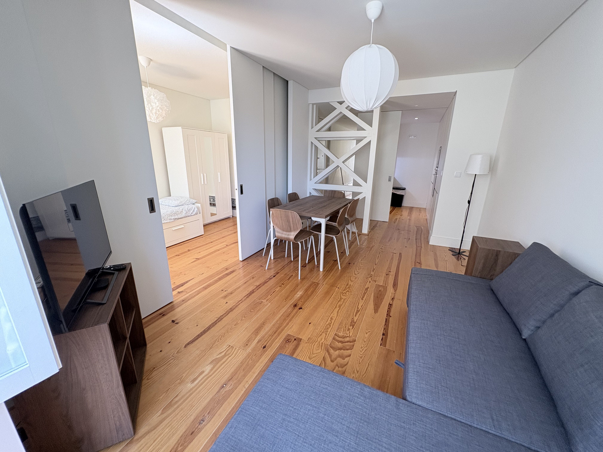 Living space with hallway view