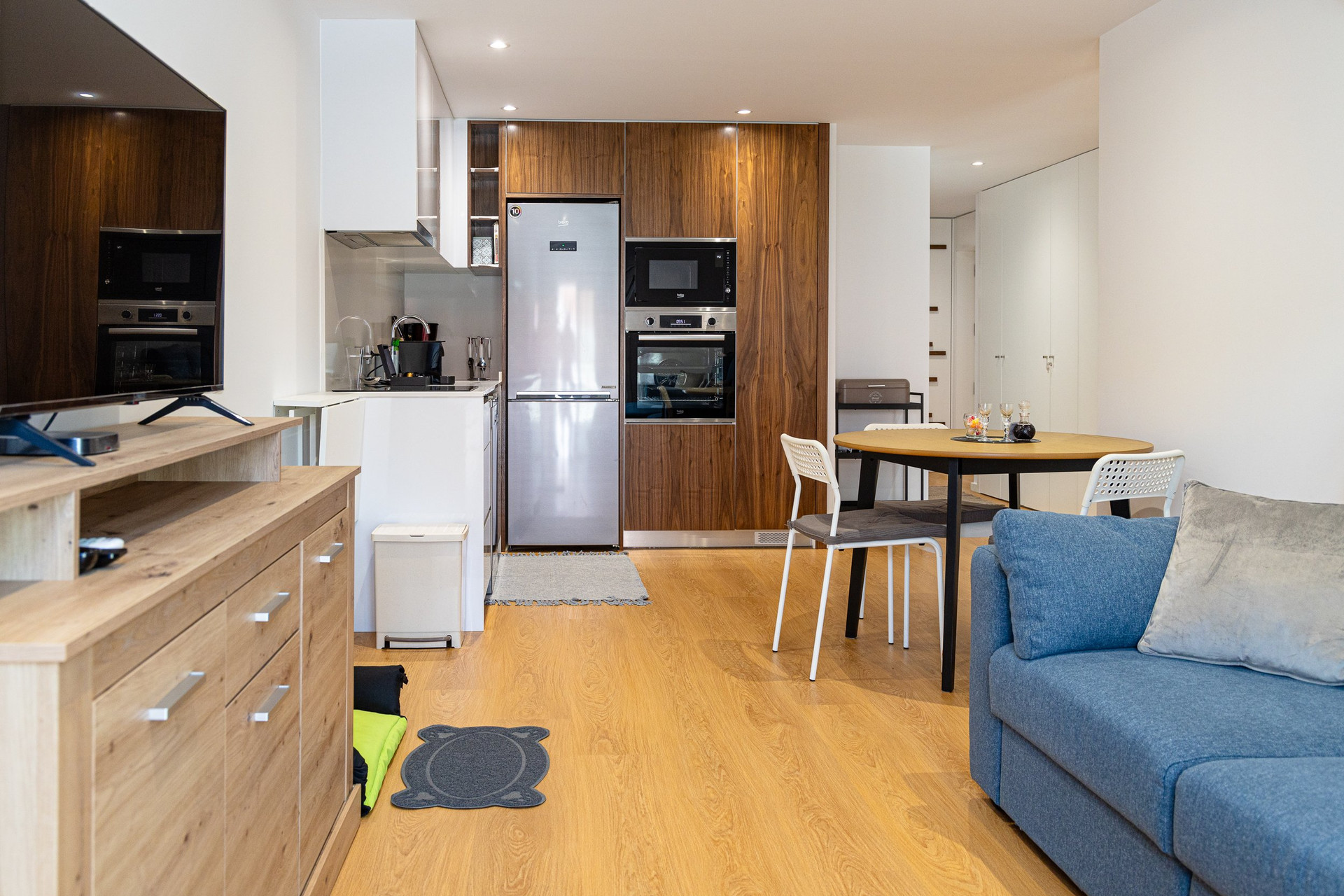 Kitchen with wood cabinets