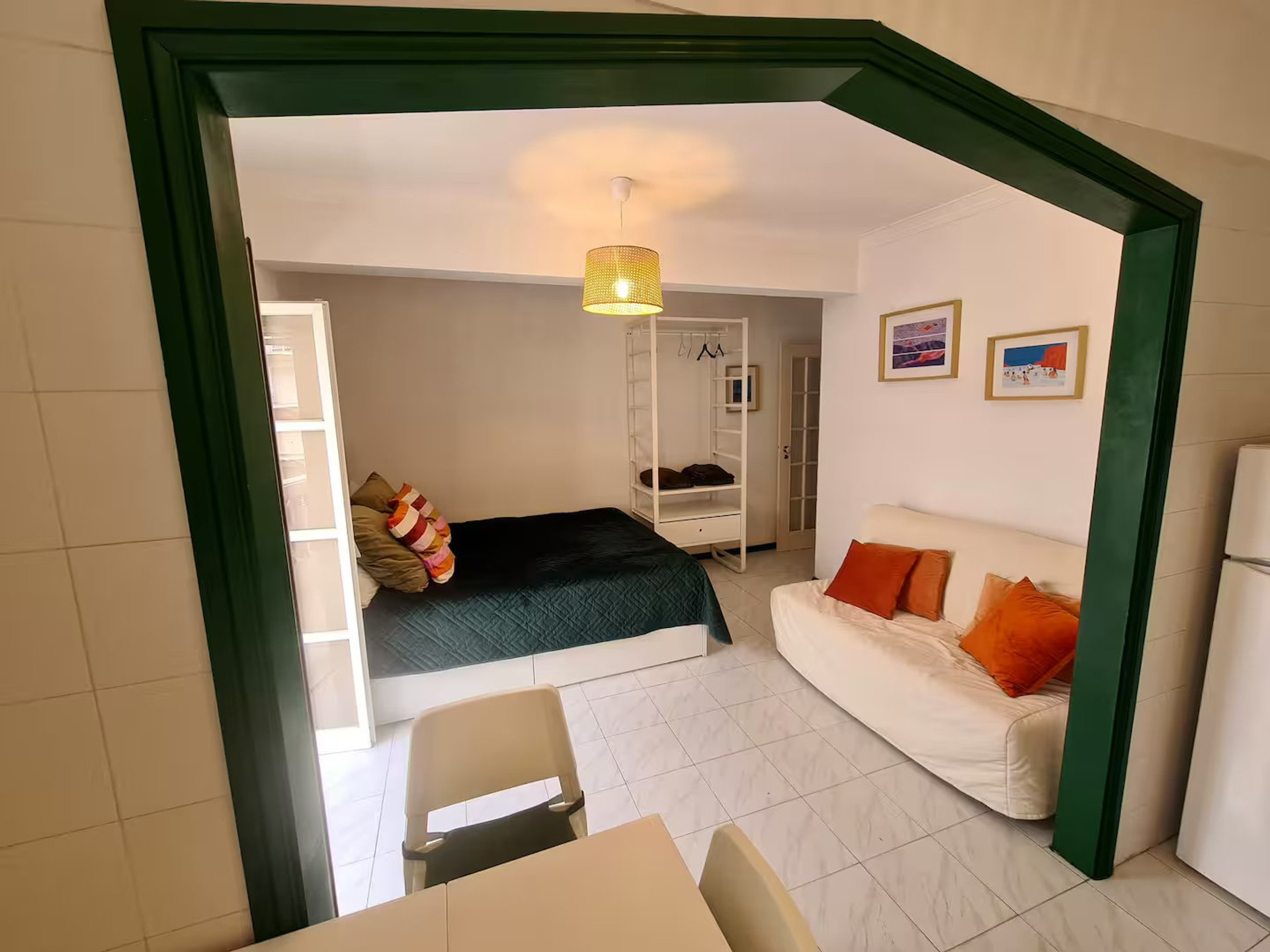 Bedroom and living area view