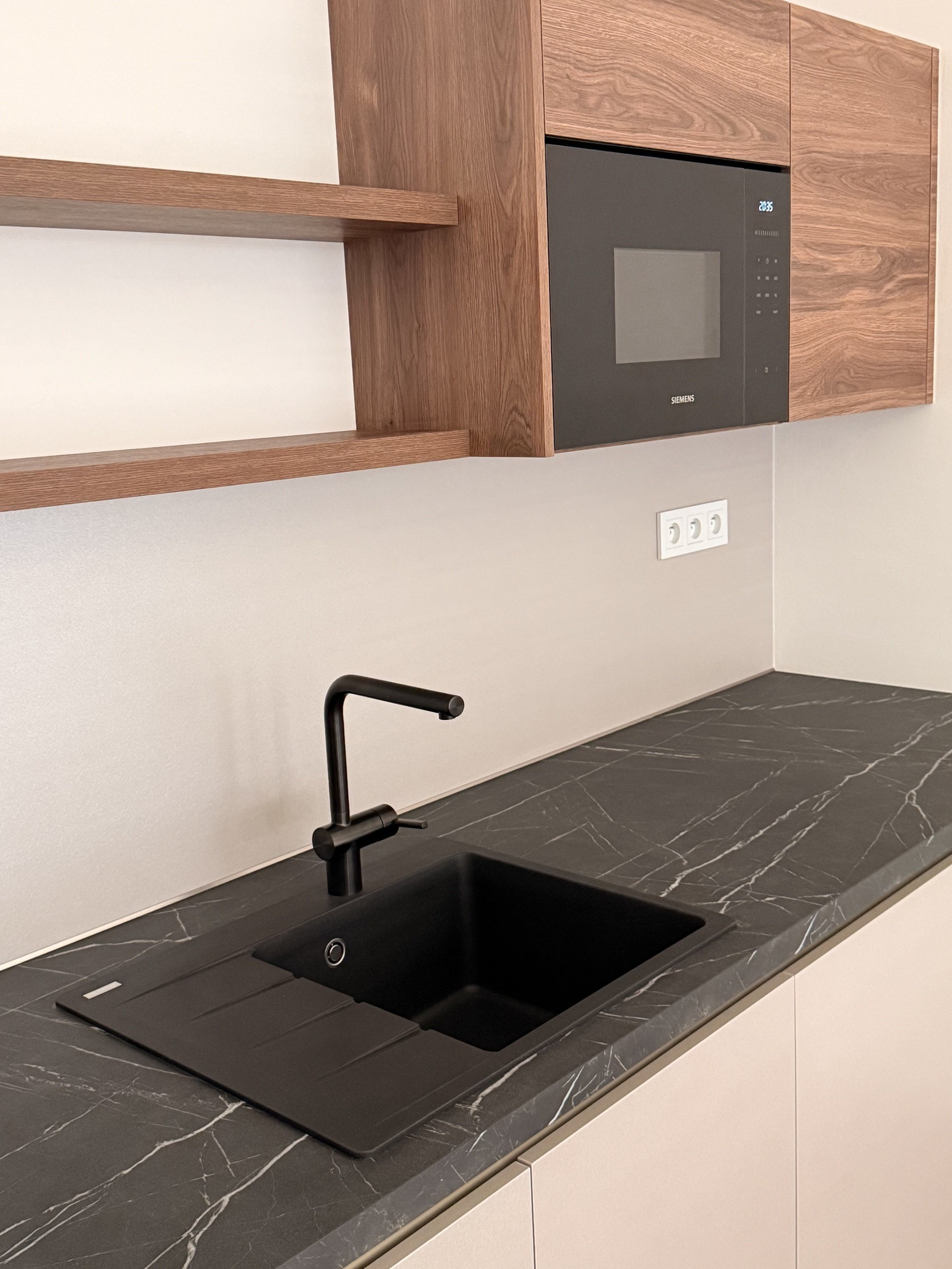 Kitchen counter with sink stove