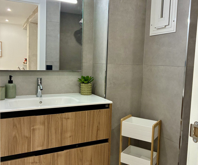 Bathroom vanity with LED mirror
