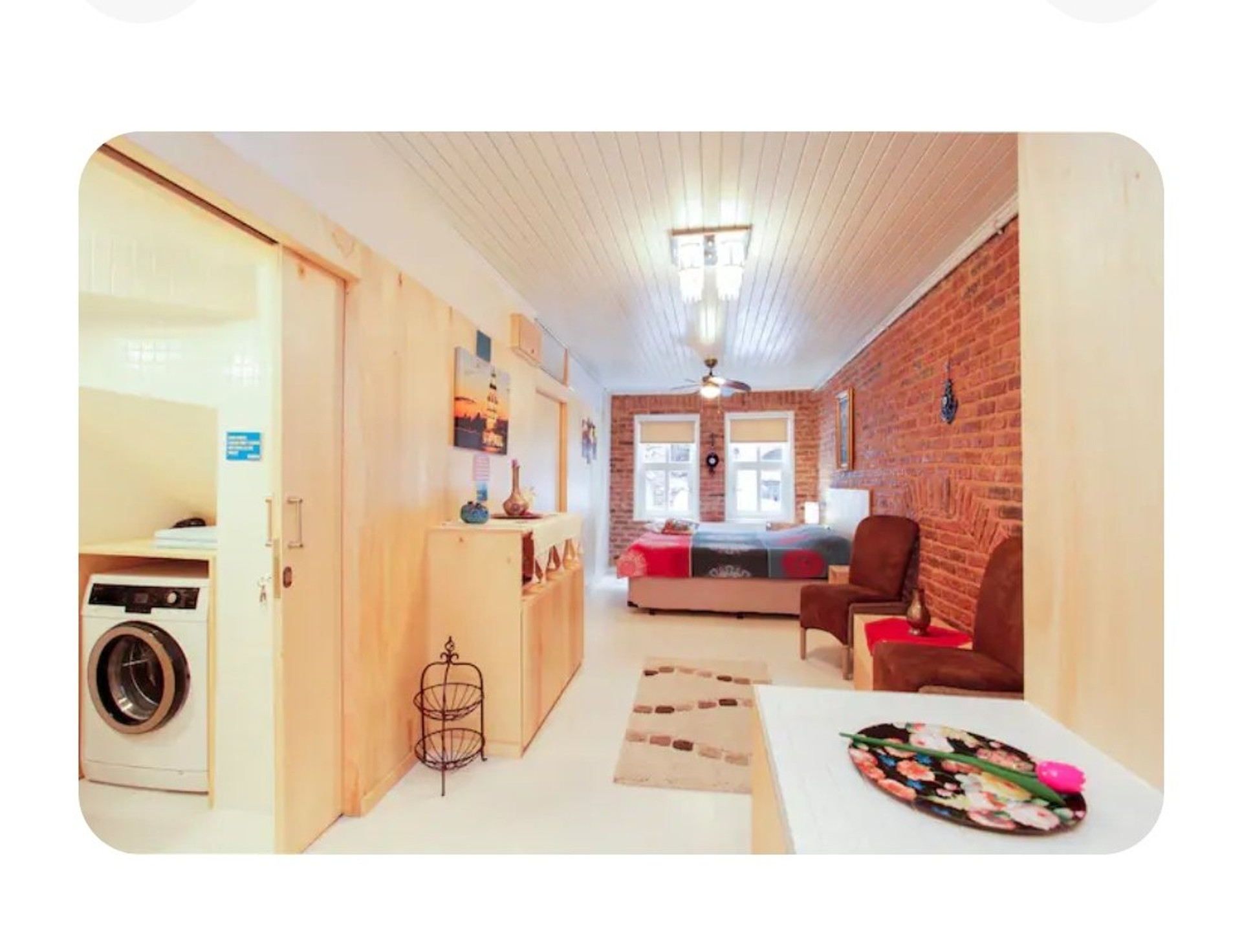 The bedroom and kitchen