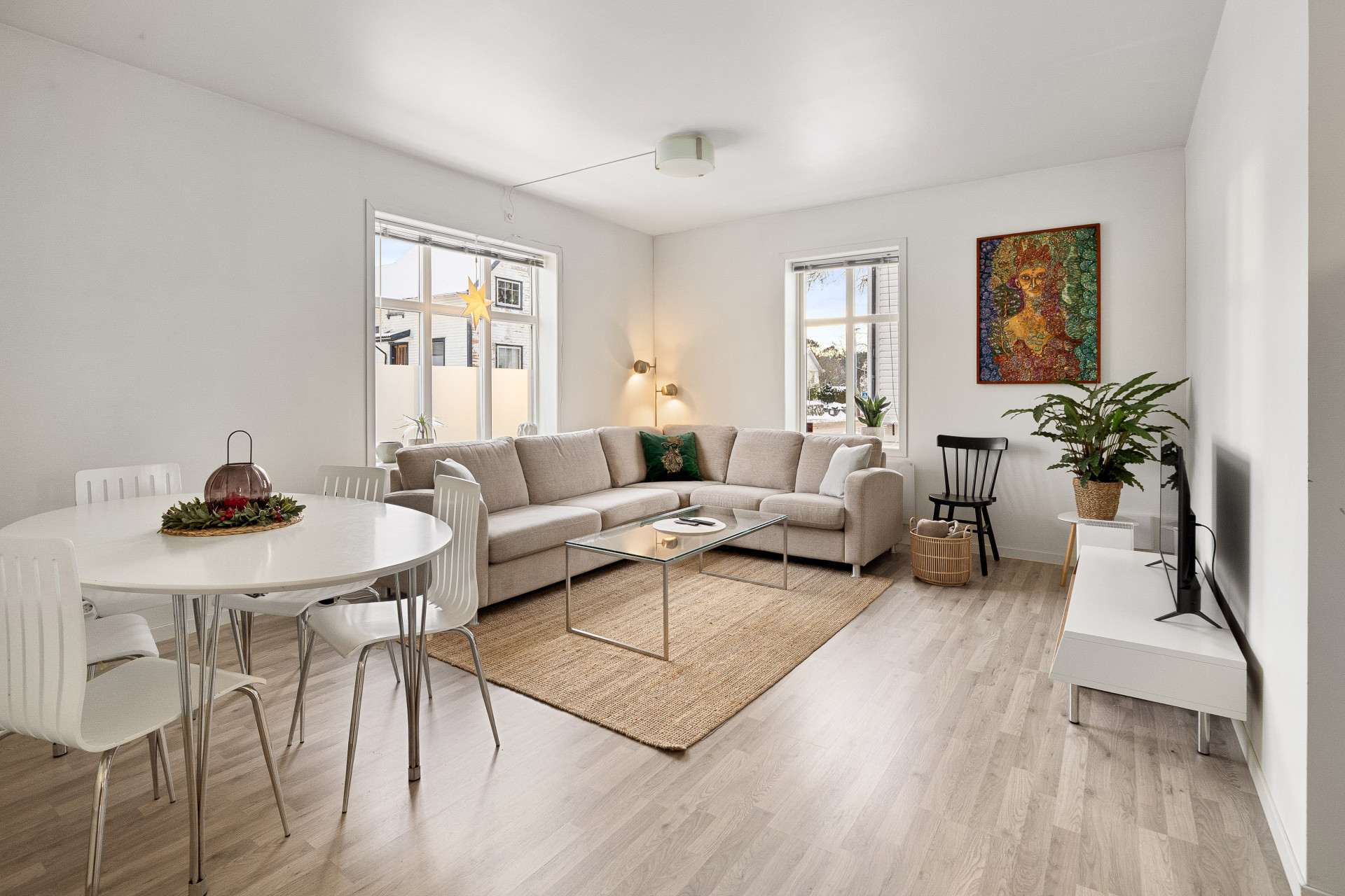 Living room area. Large with comfortable sofa, TV and WiFi.