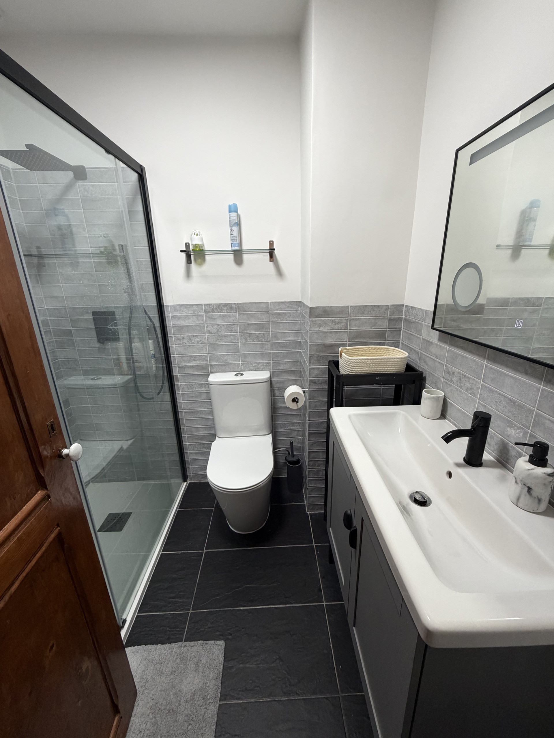 Full bathroom with glass shower