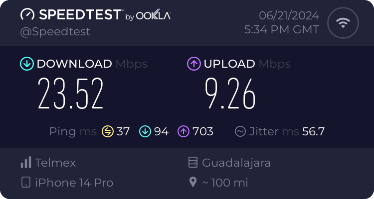 Speedtest.net result