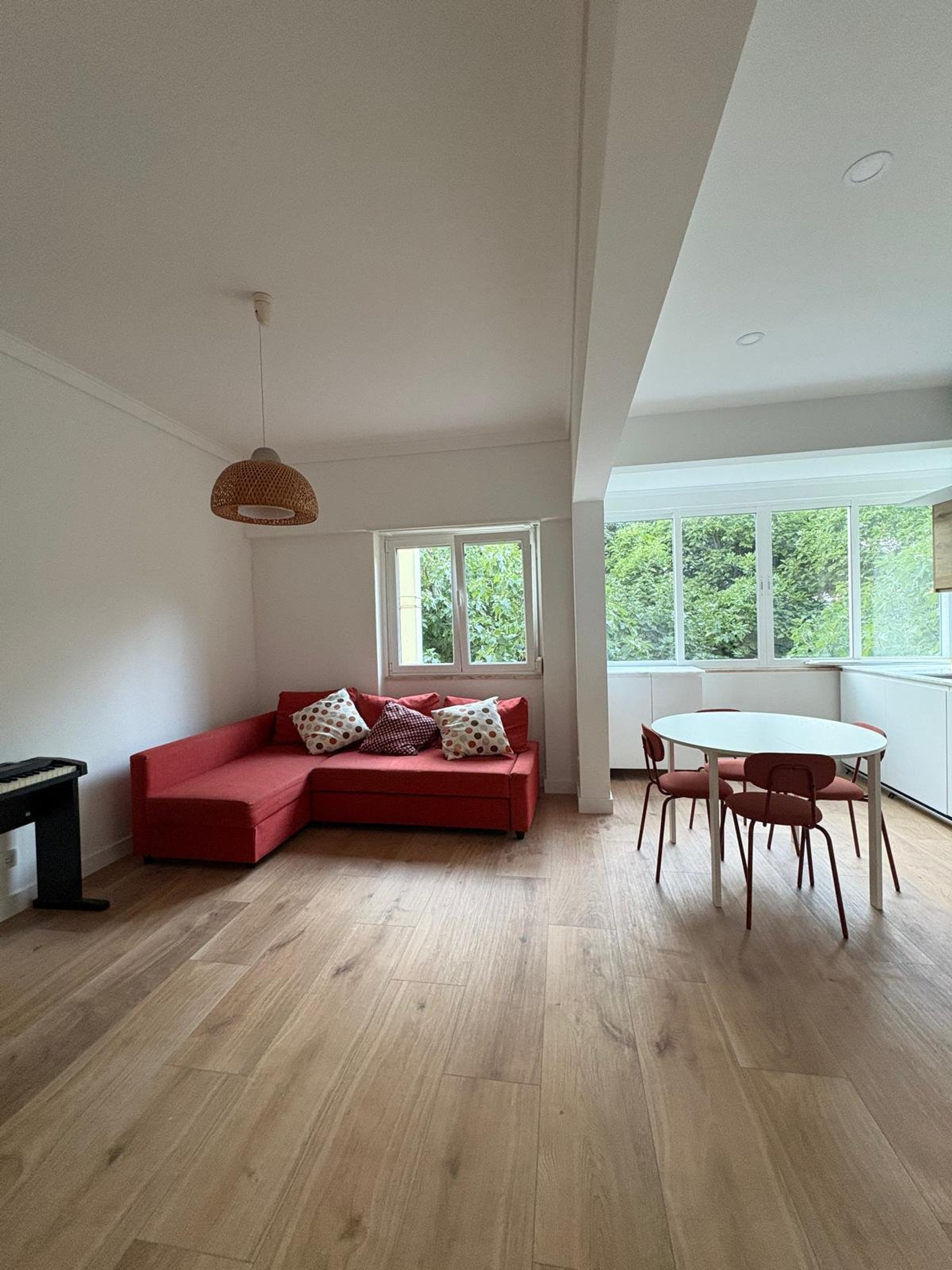 Open living and dining area
