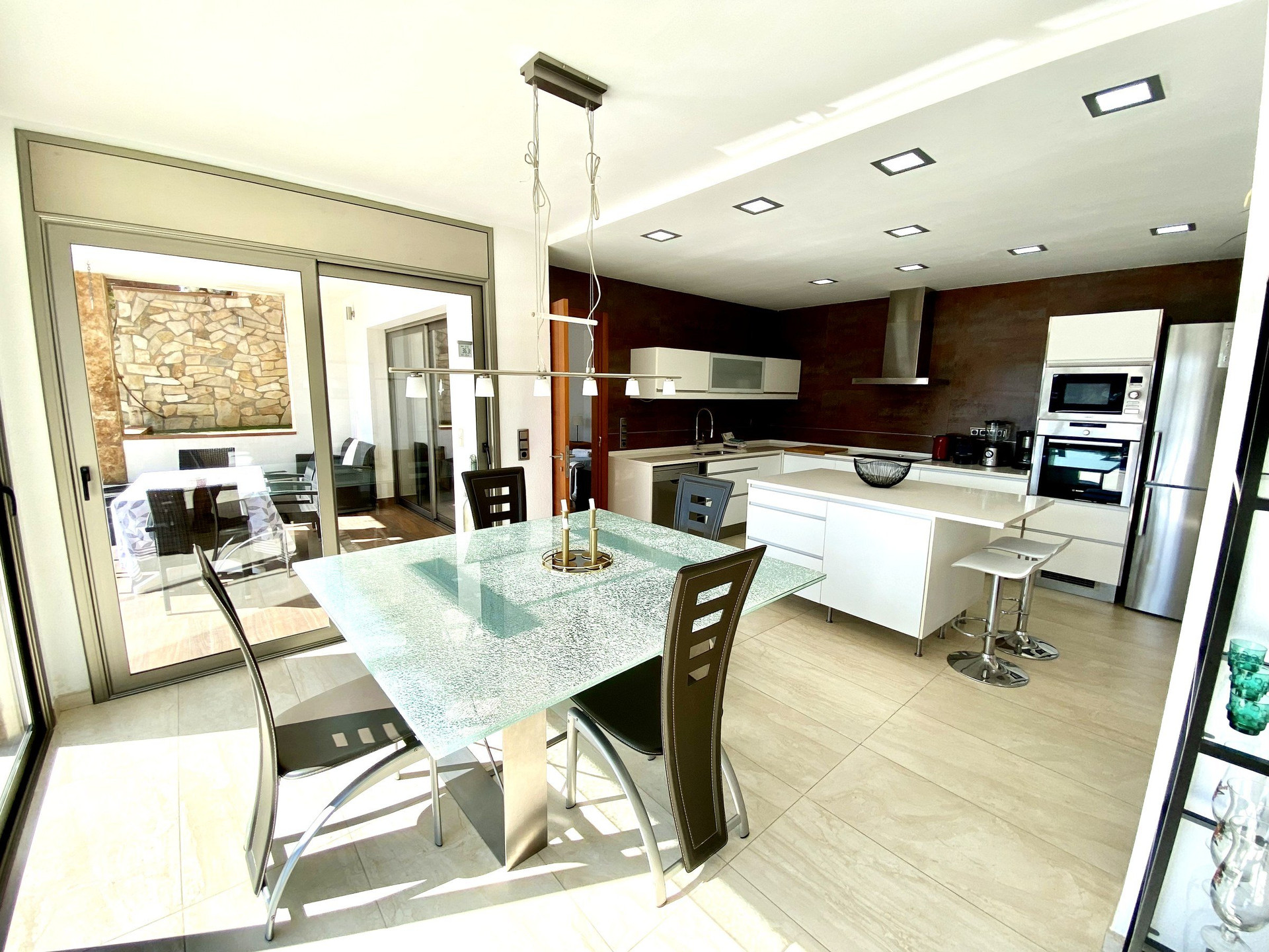 Kitchen dining area with island