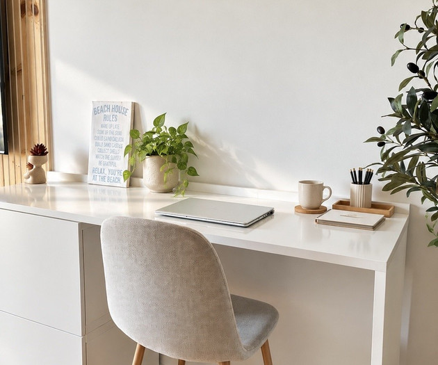 Desk workspace with chair