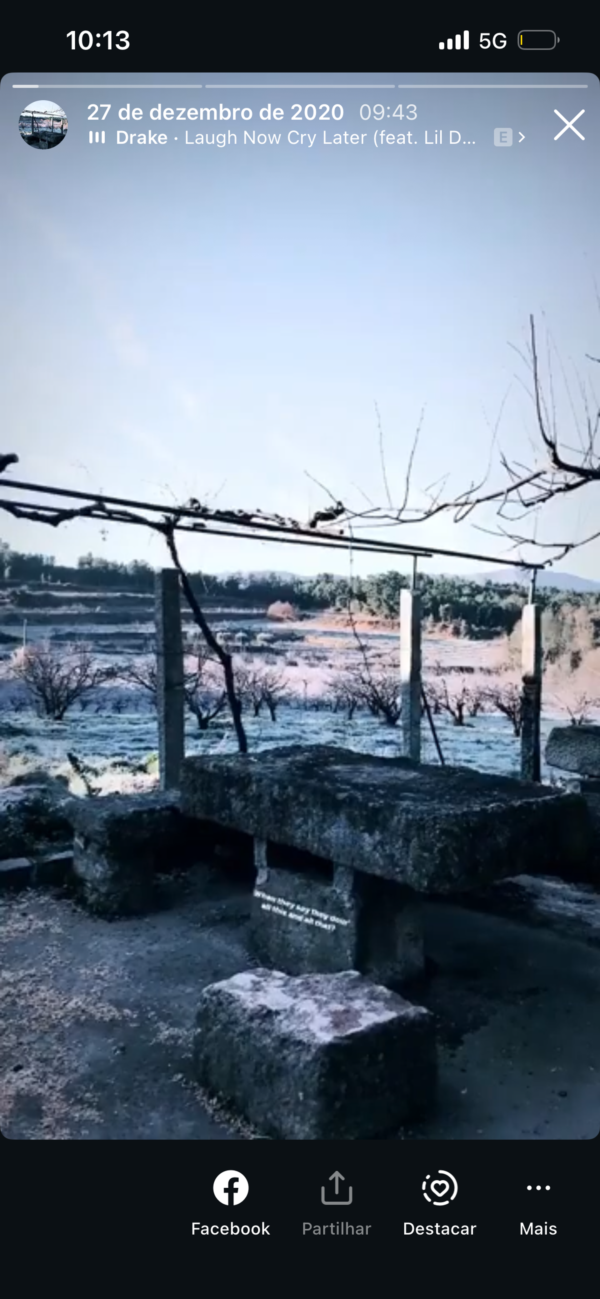 Stone table under pergola