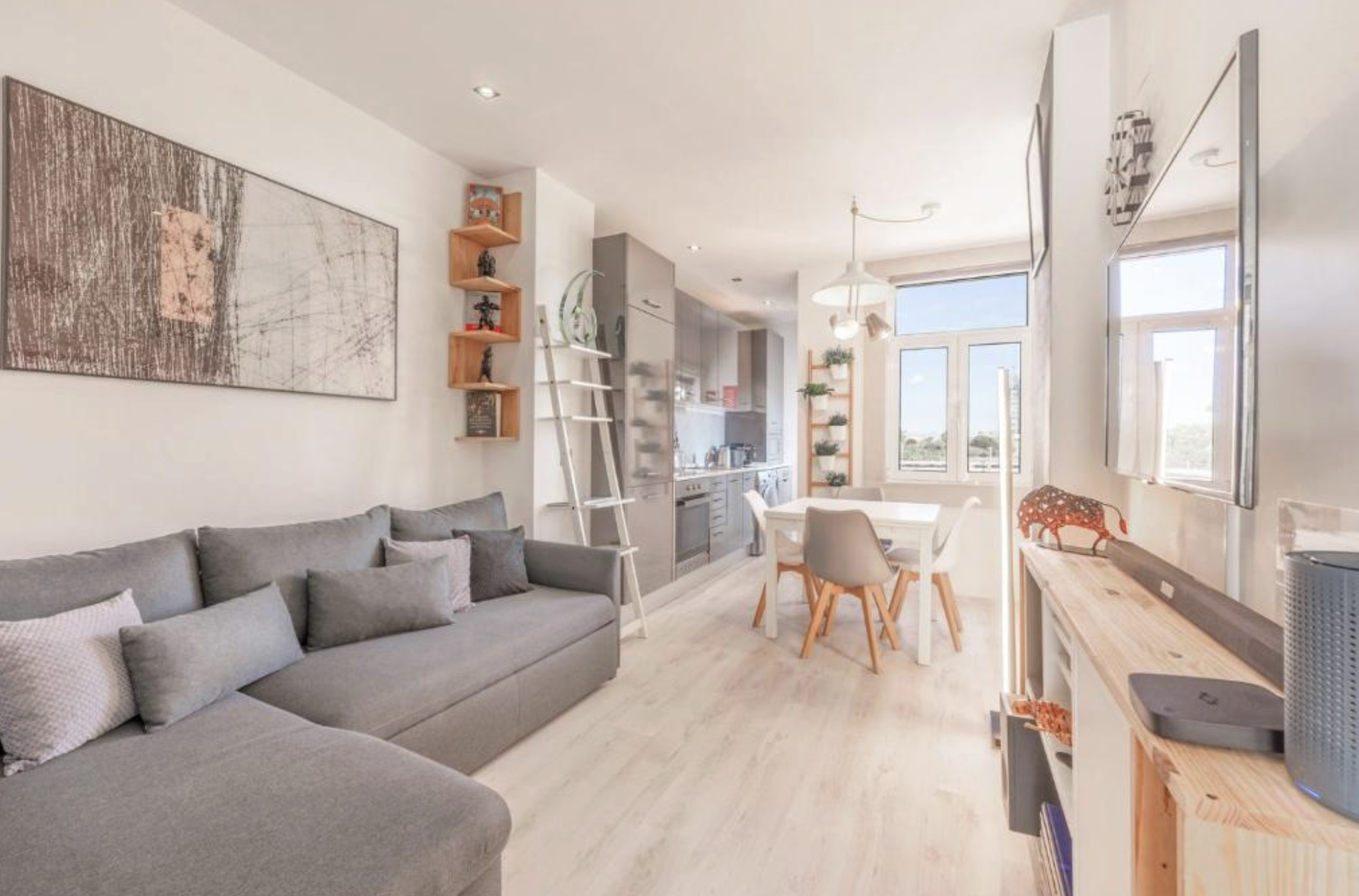 Open living room and kitchen