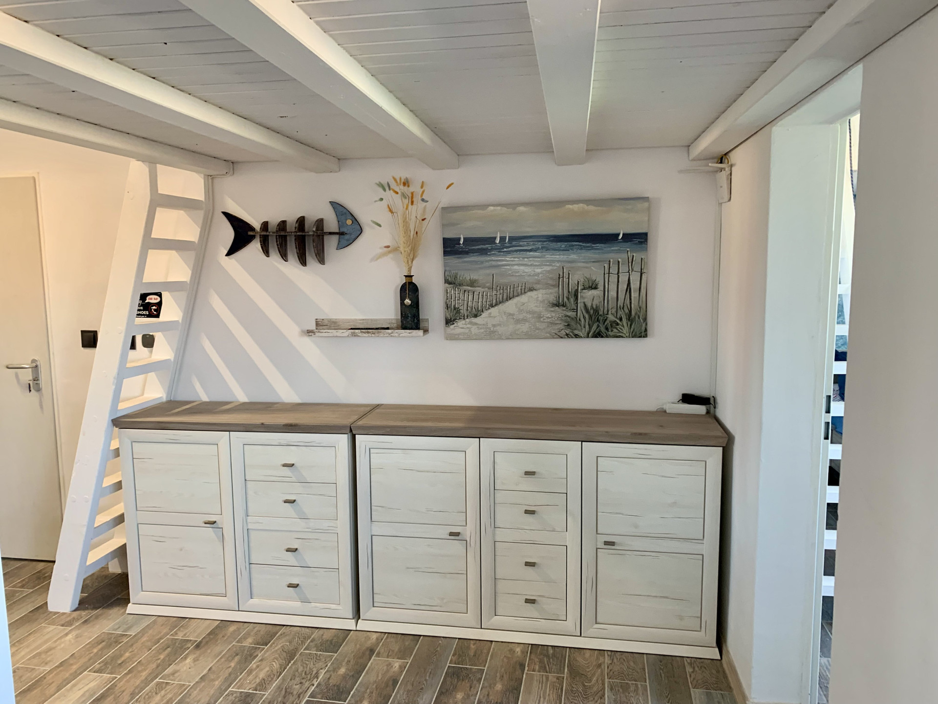 Bedroom storage with loft ladder