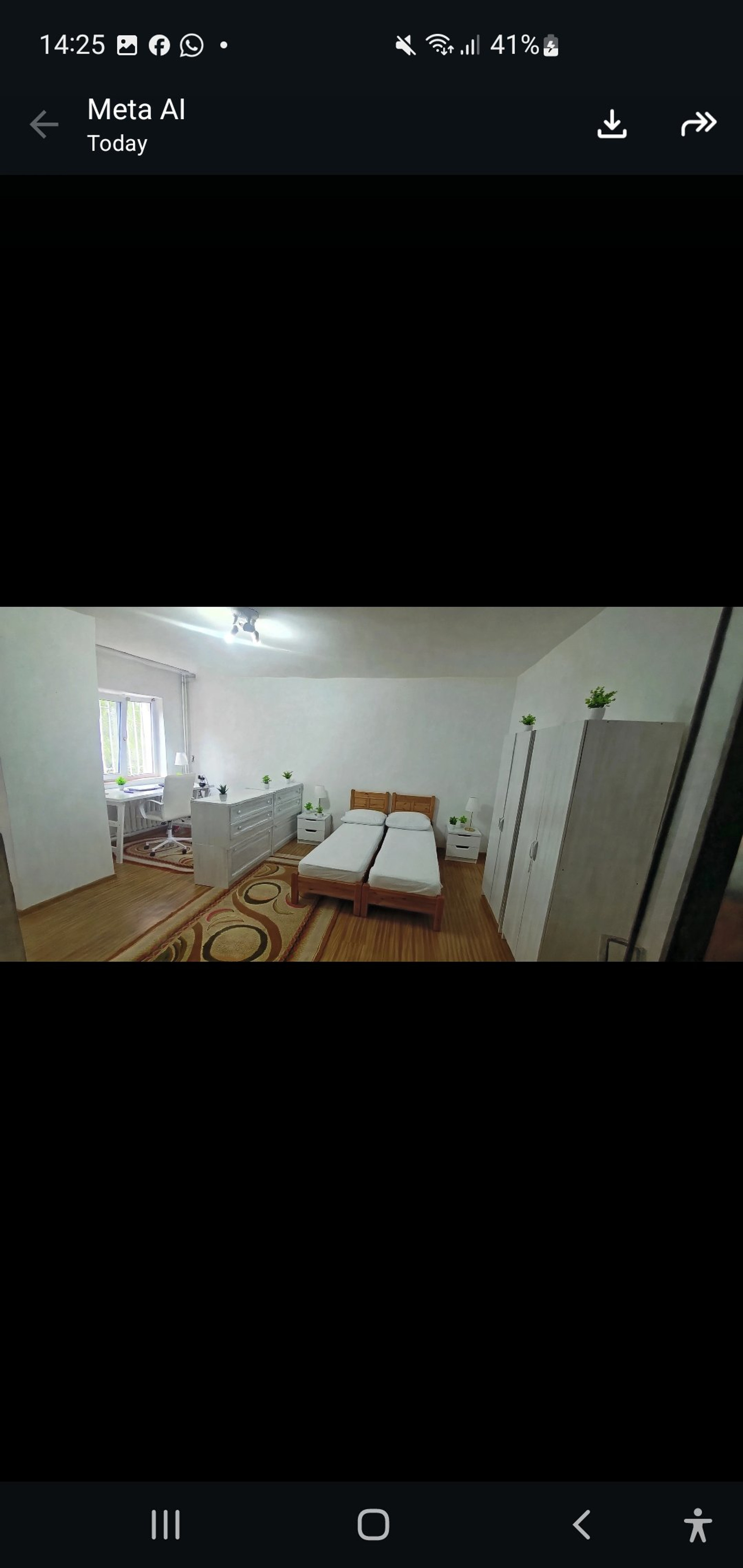 Bedroom view with dresser, desk