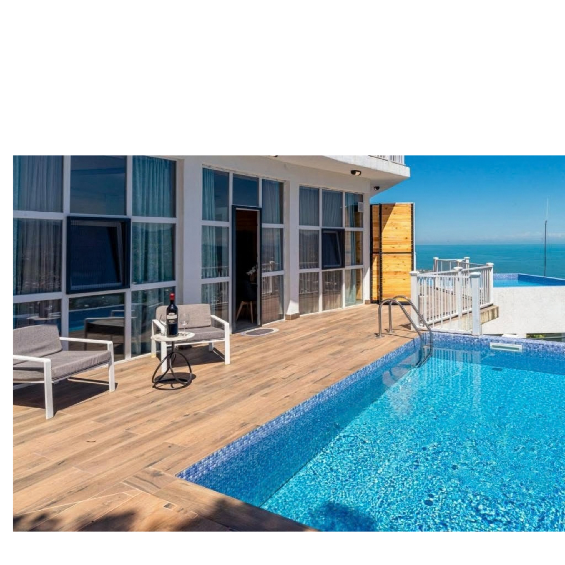 Pool deck with sea view