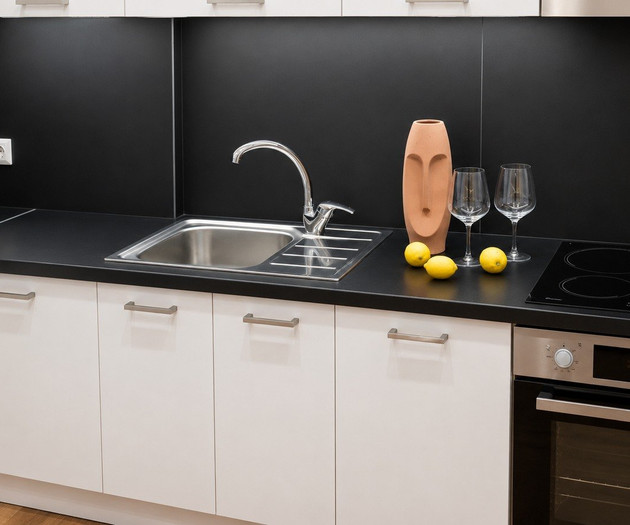 Modern kitchen sink and counter