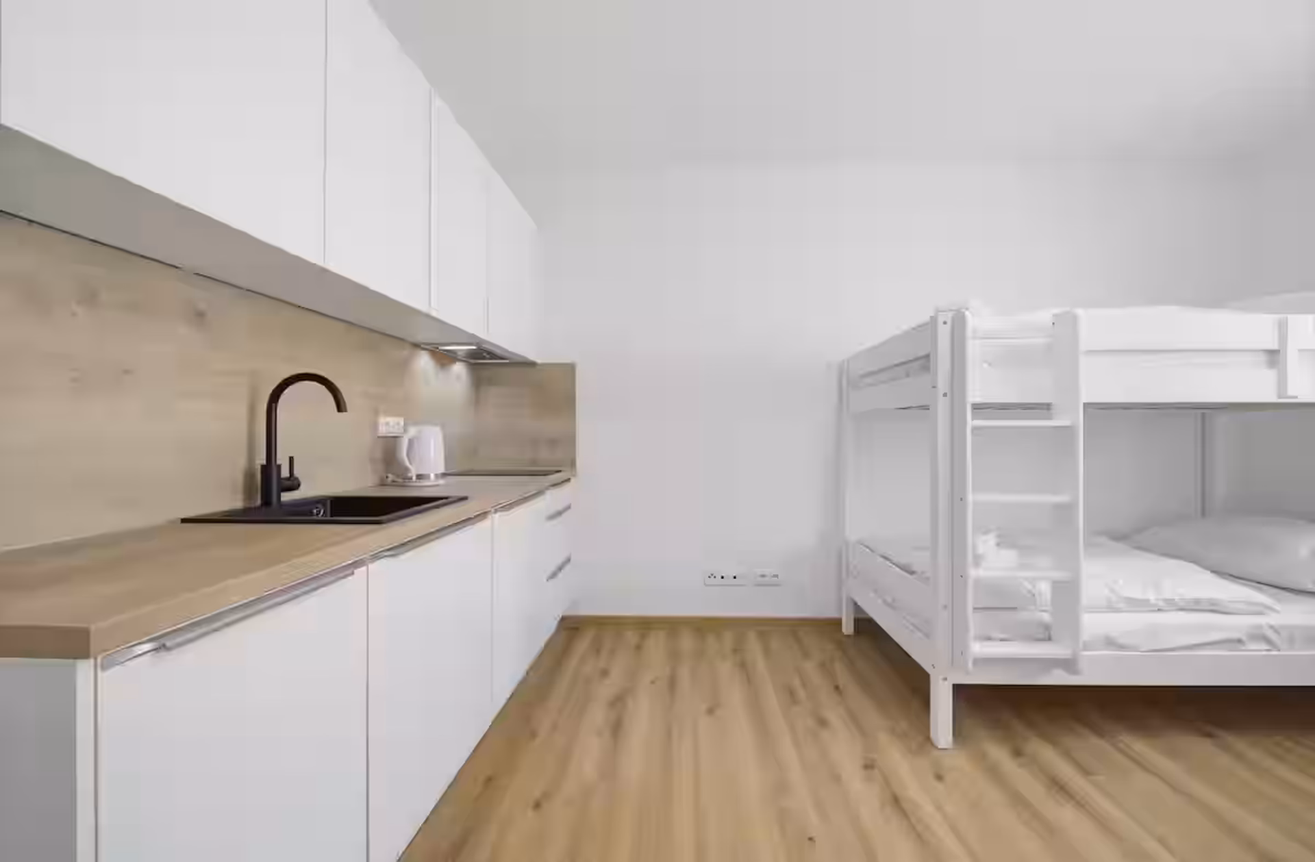 Kitchenette with bunk beds