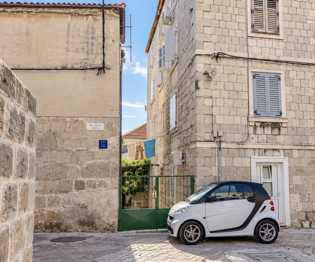 Street view with parked car