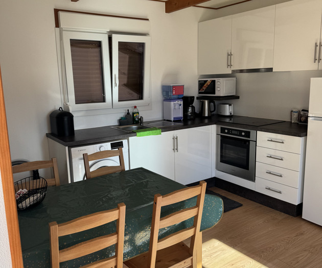 Kitchen with wooden dining table