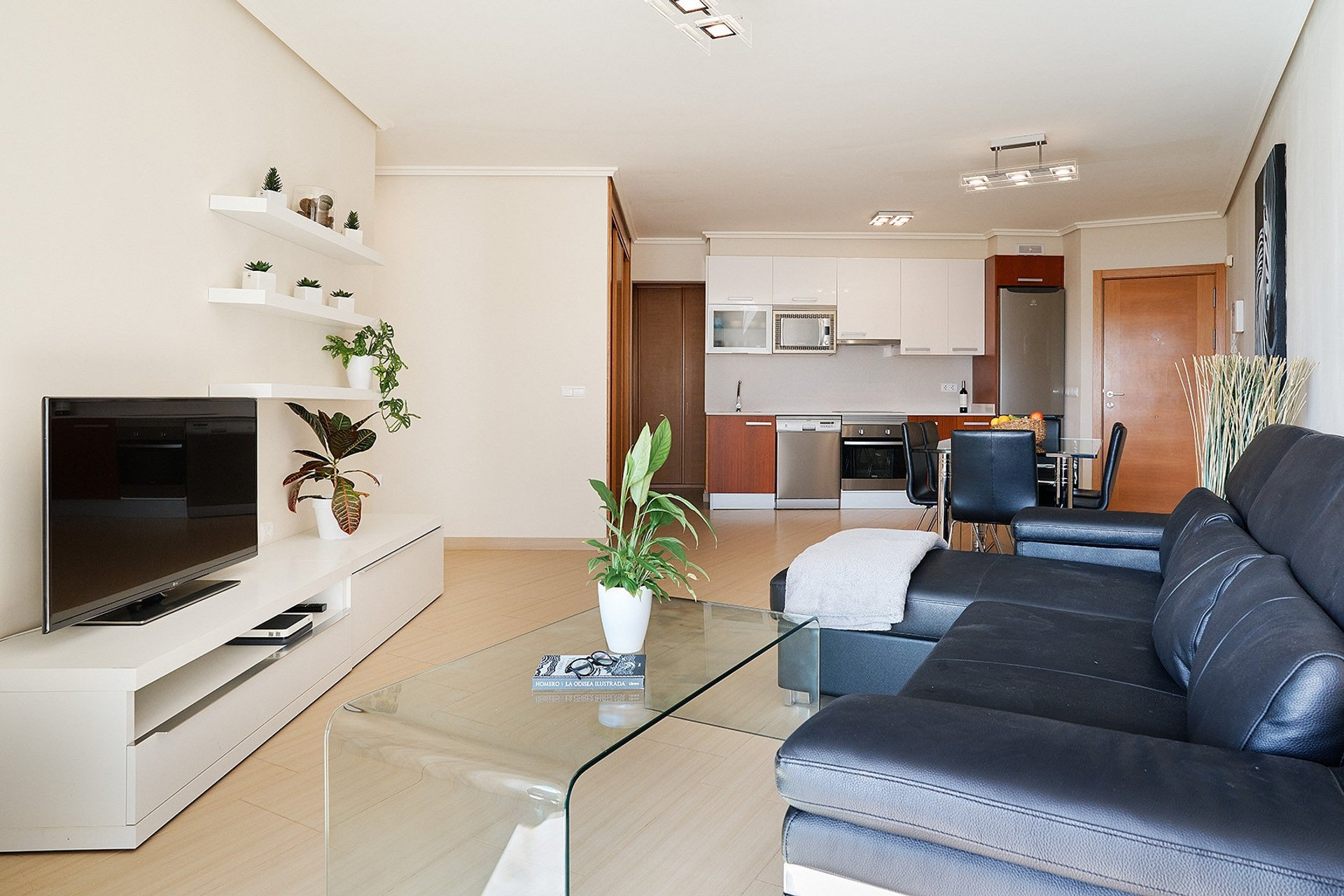Open plan living room and kitchen