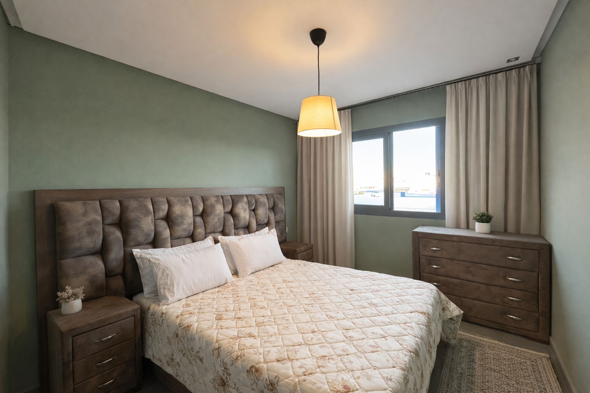 Bedroom with green walls