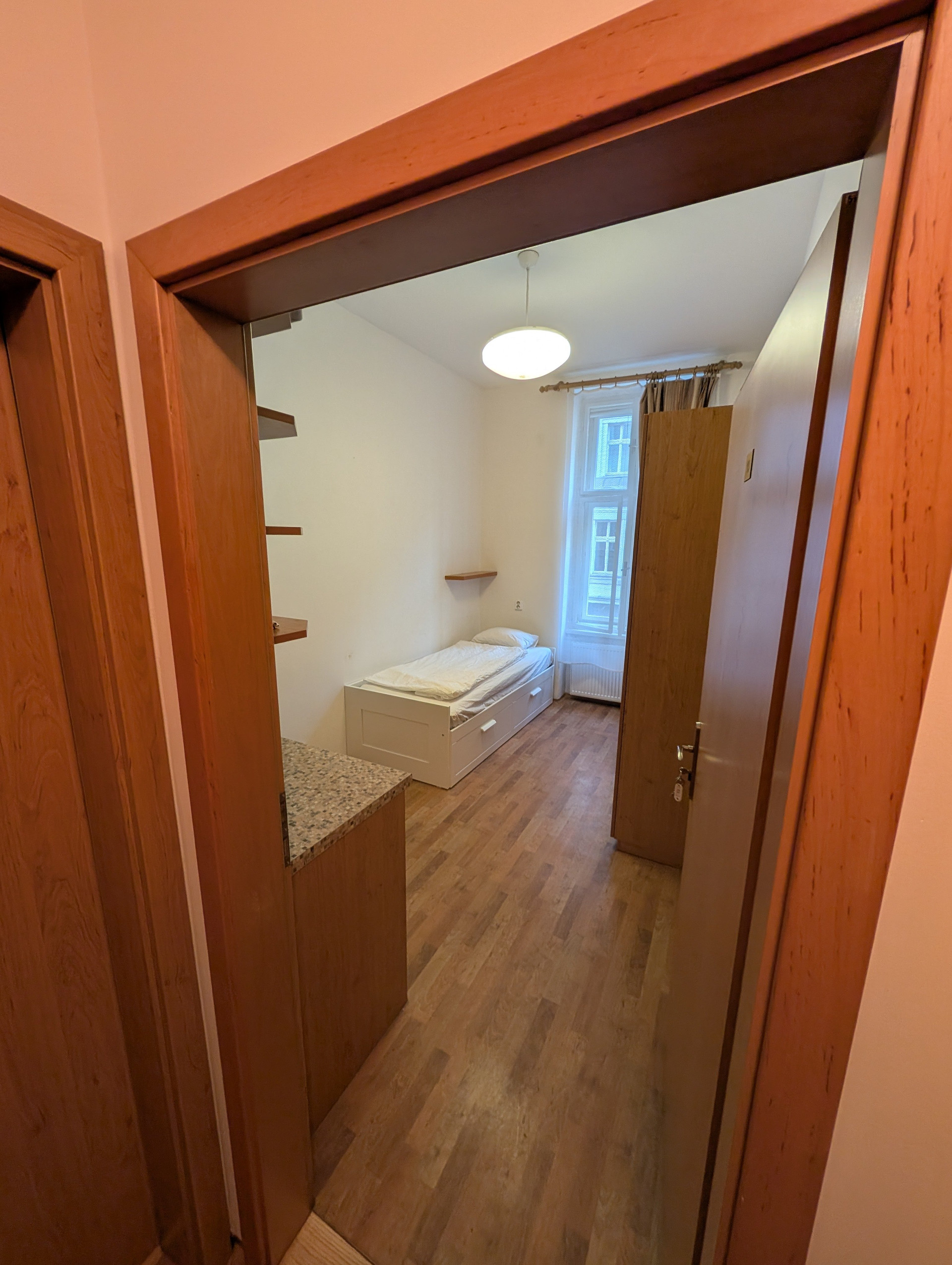 Doorway view into studio room