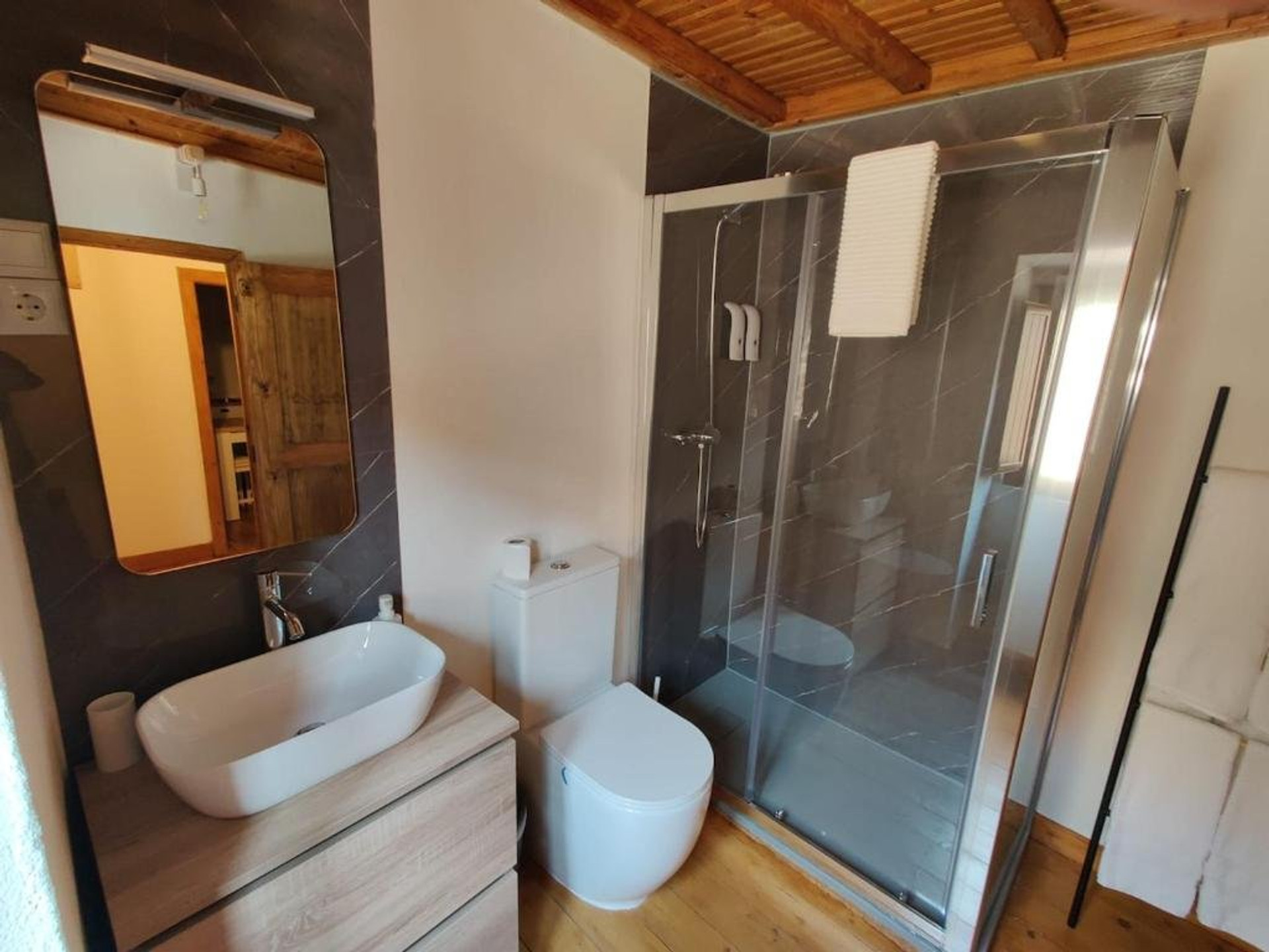 Modern bathroom with glass shower