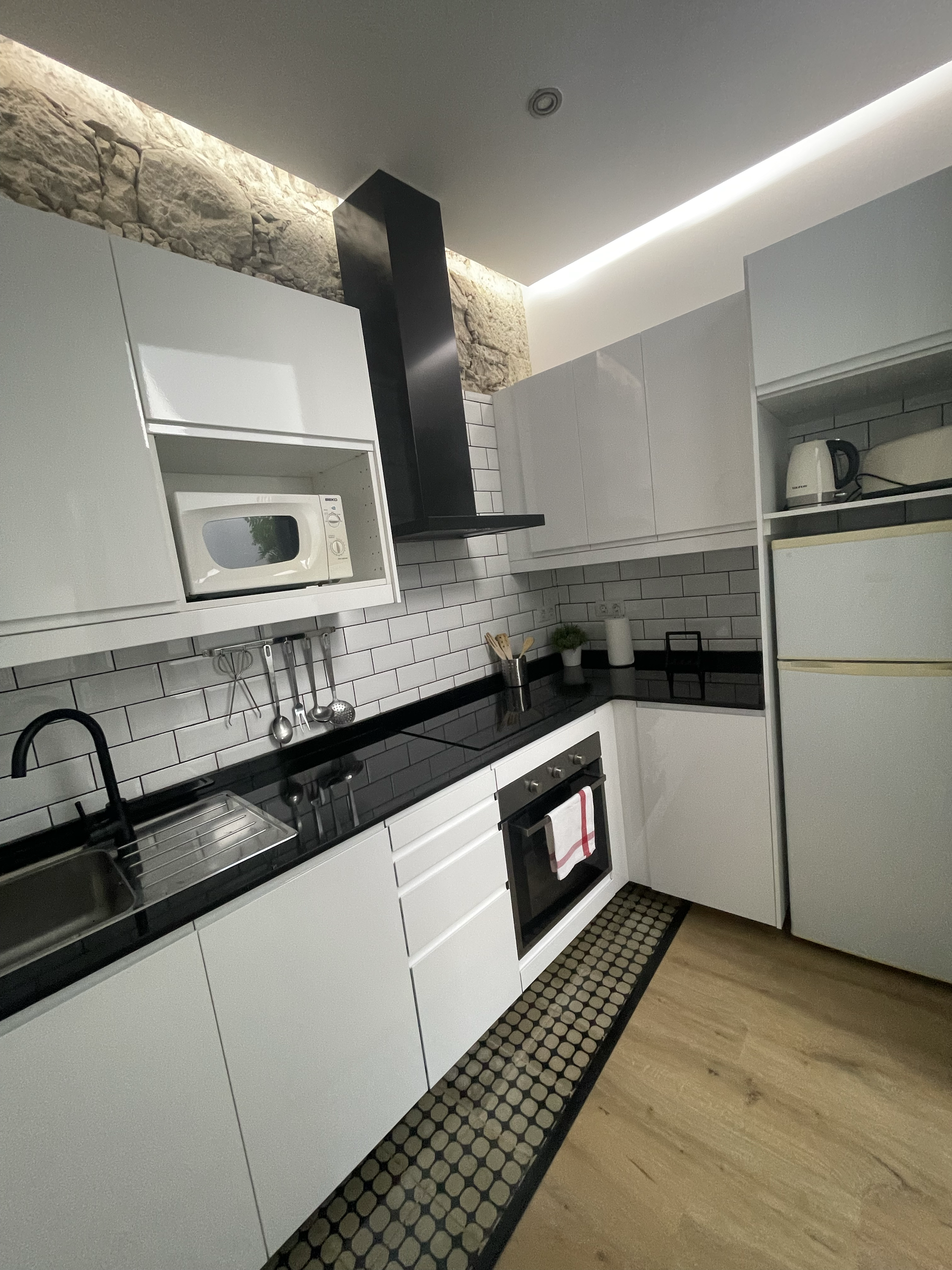 Modern white kitchen full view