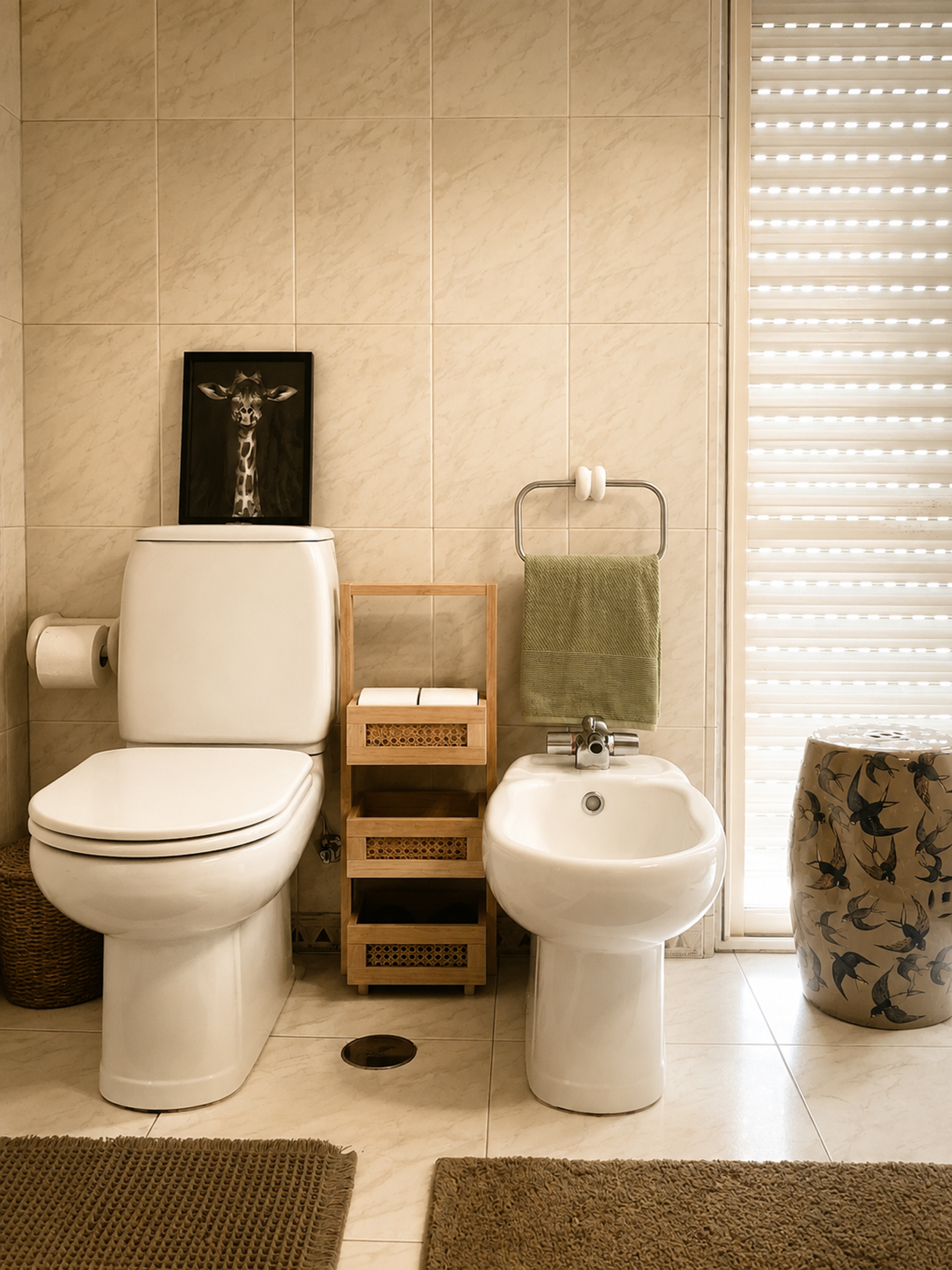 Bathroom with toilet and bidet