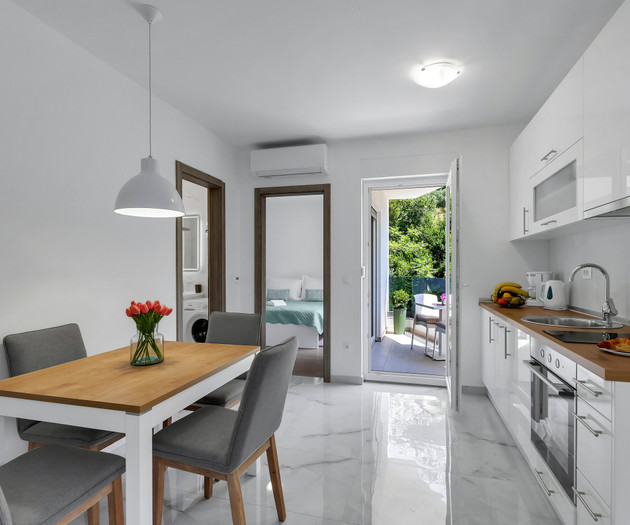 Dining area with kitchen view