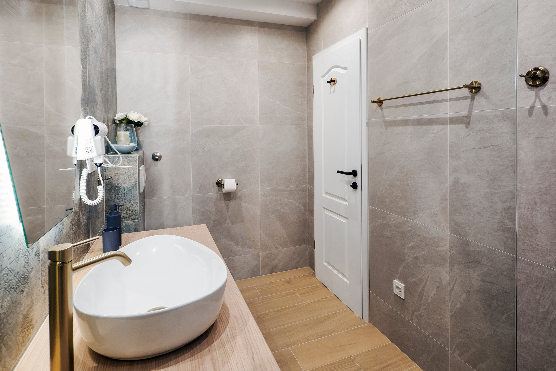 Bathroom with vessel sink