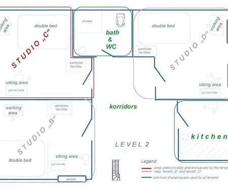 Studio C in Co-living space in the heart of Sofia