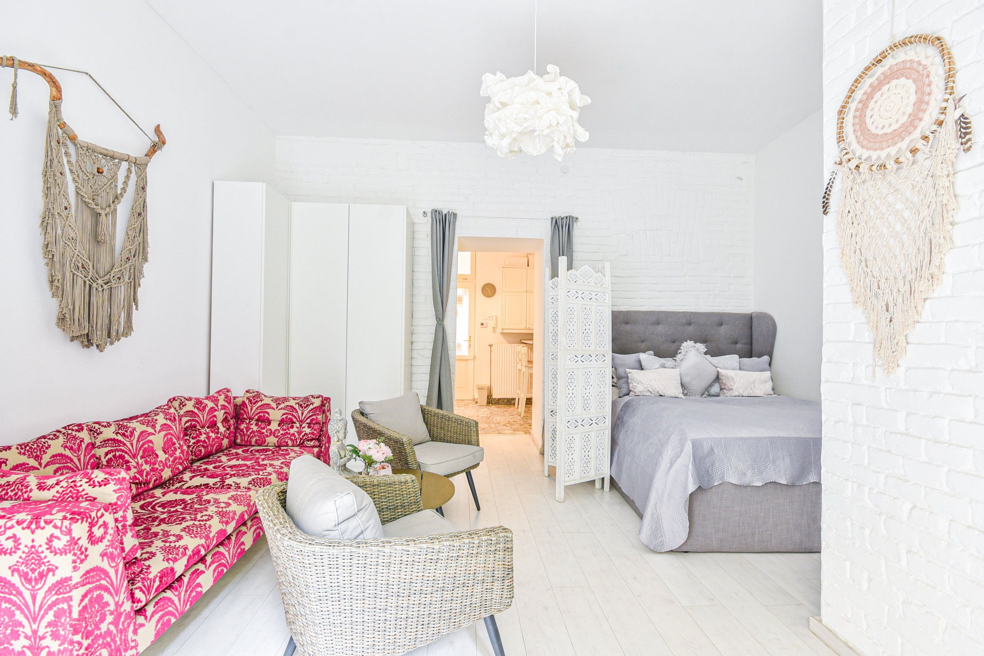 Studio living space with bed