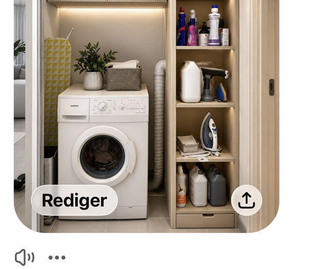 Laundry closet with storage shelves