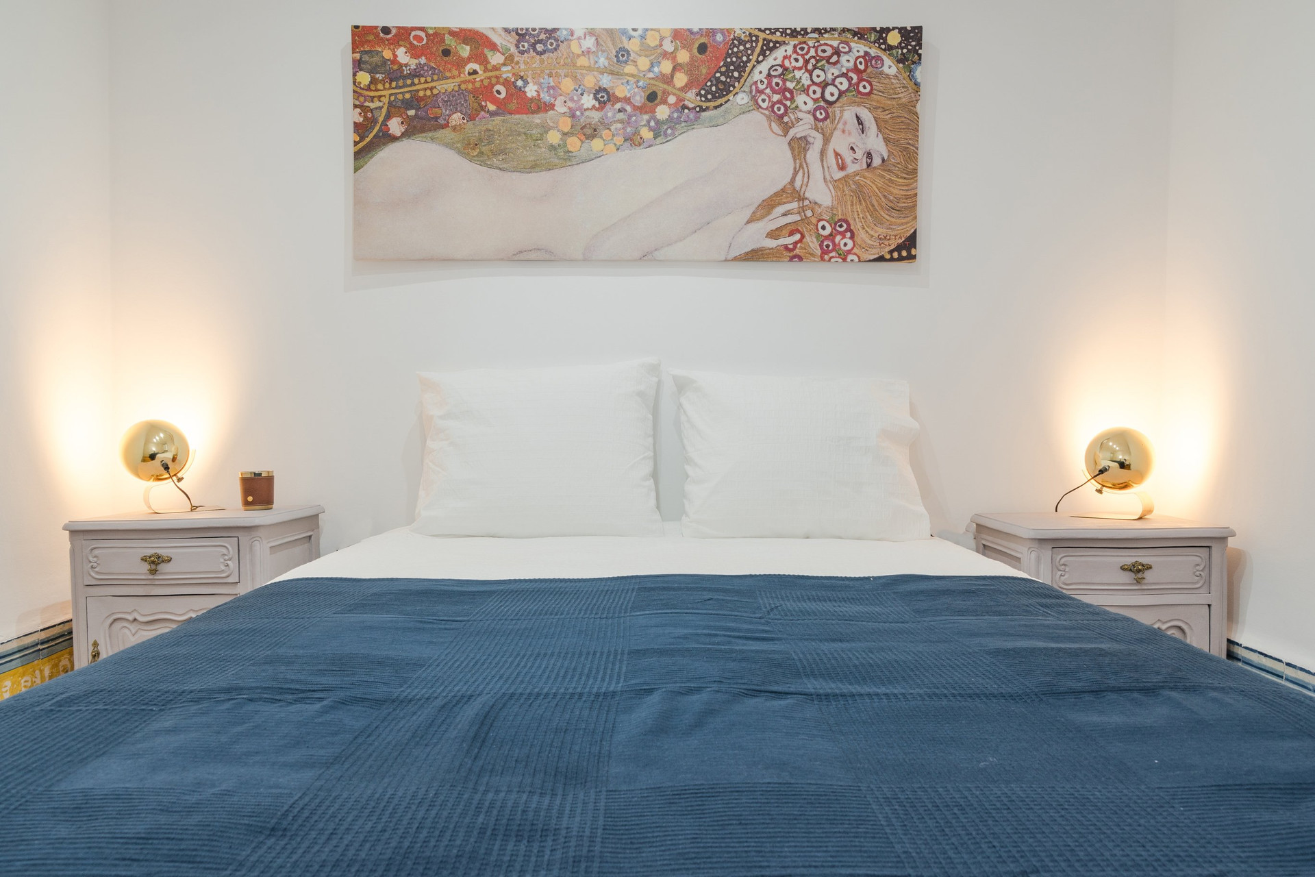 Bedroom bed with matching nightstands