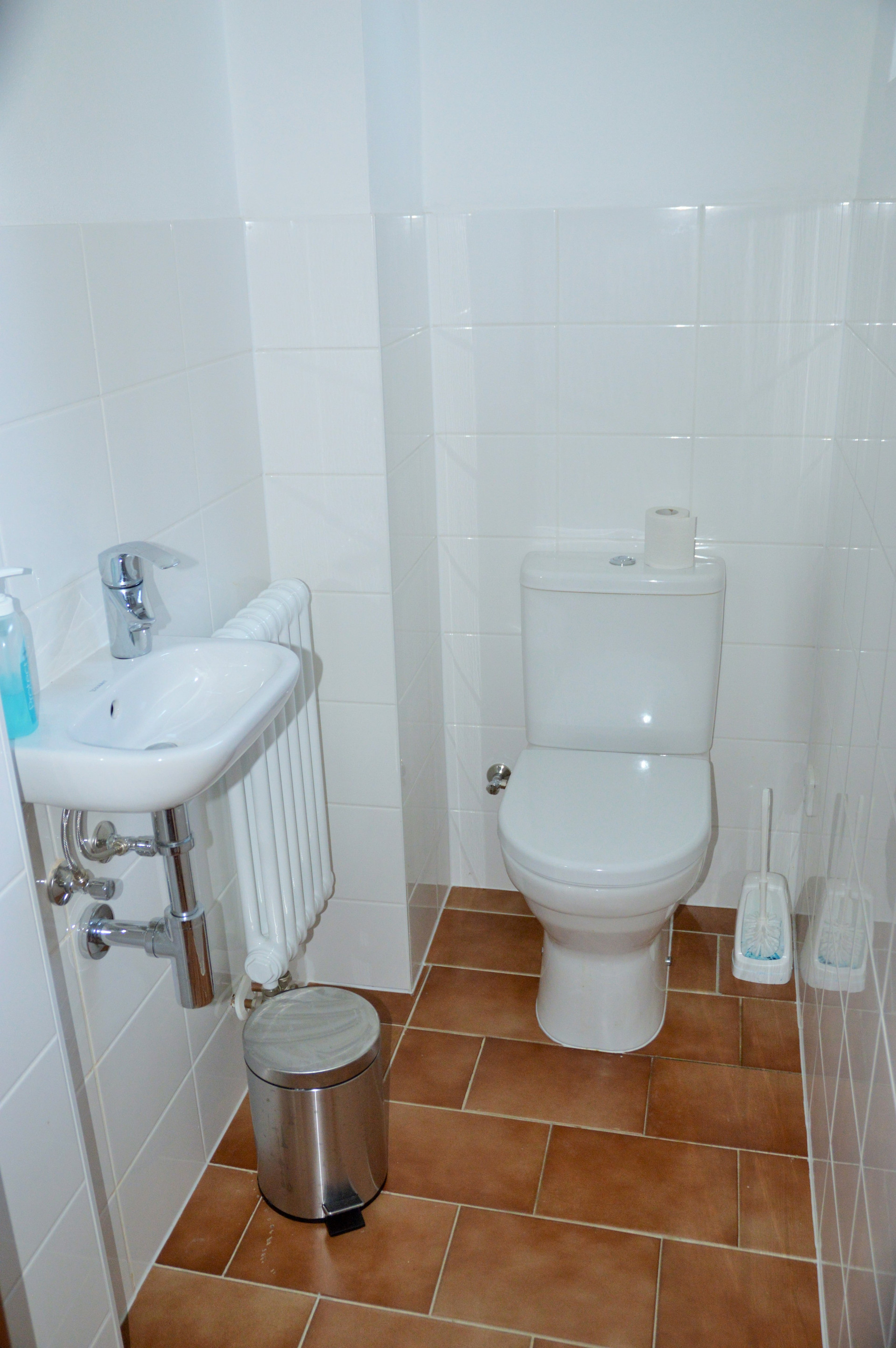 Separate toilet with small sink