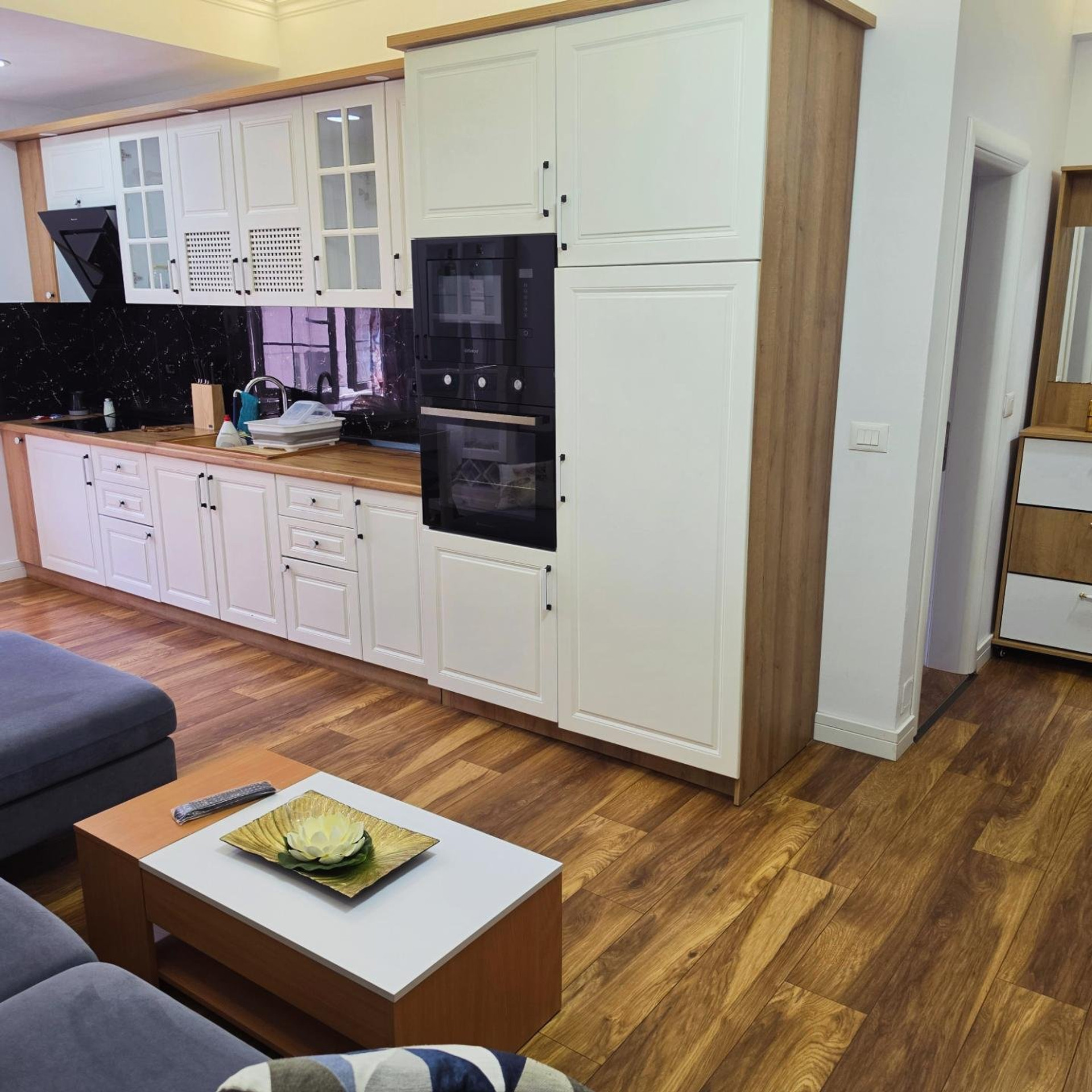 Kitchen with white cabinetry