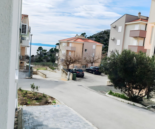 Street view with parked cars