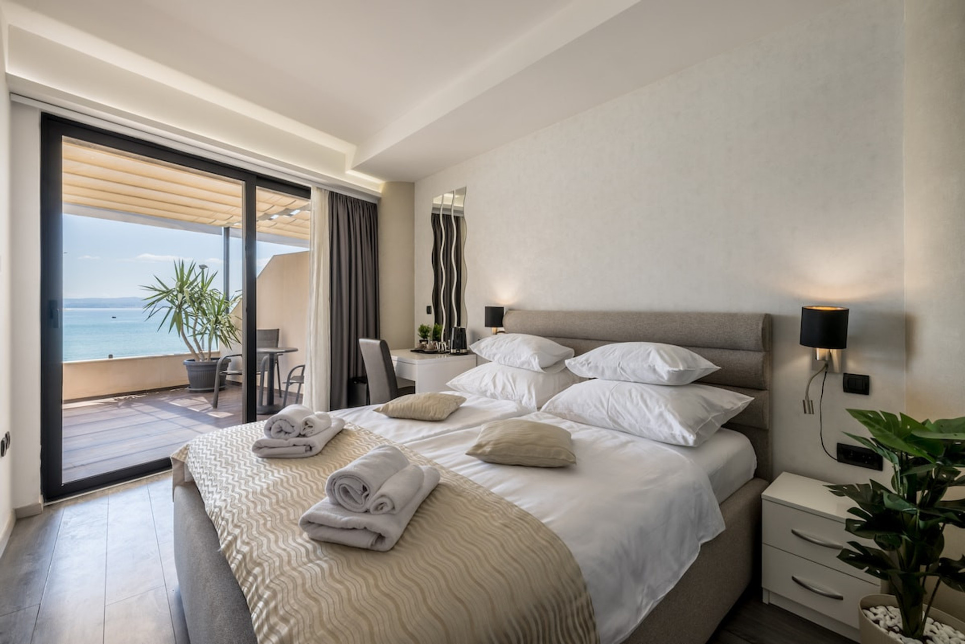 Spacious bedroom with a queen-size bed.