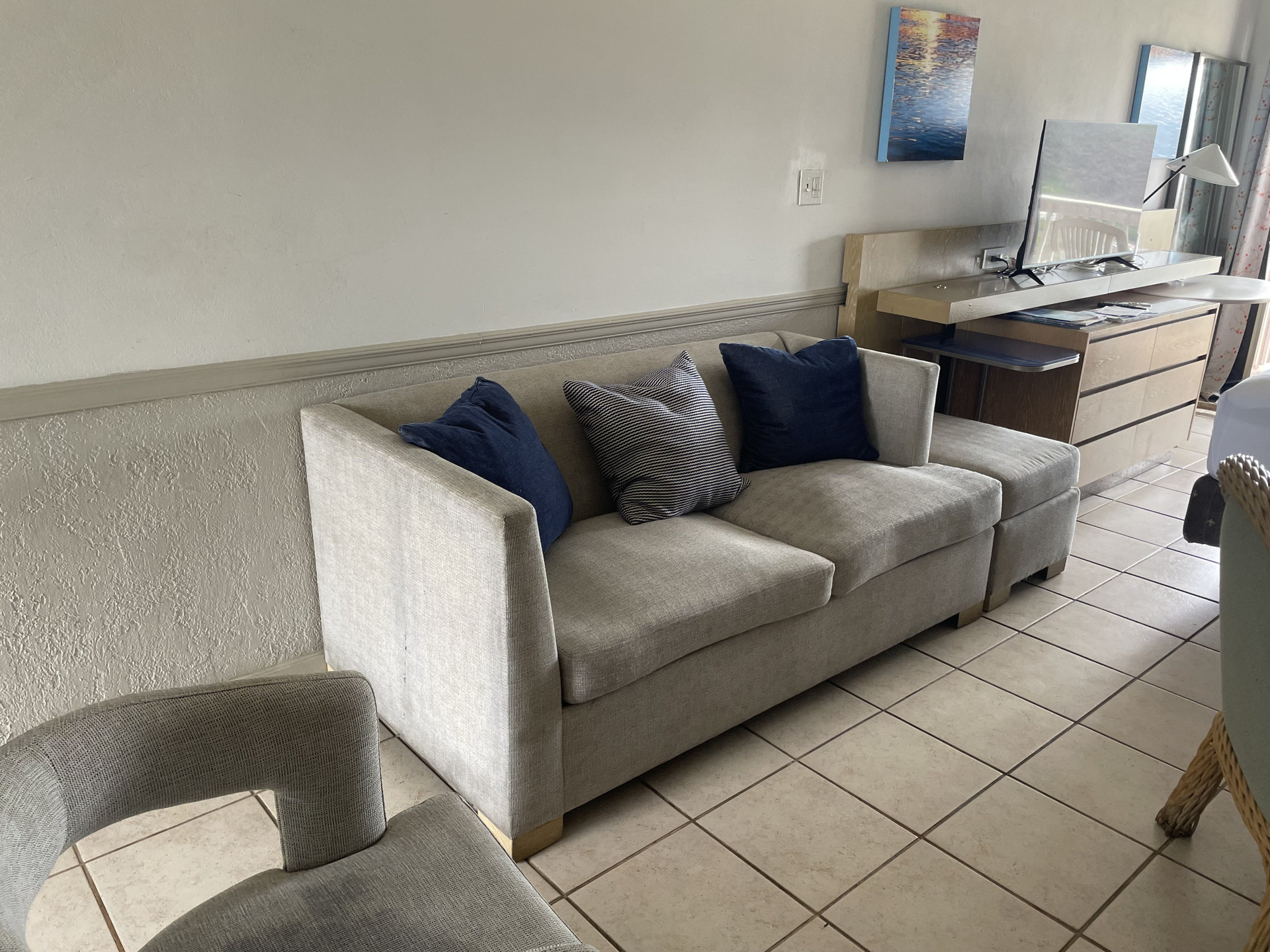Living room sofa with dresser