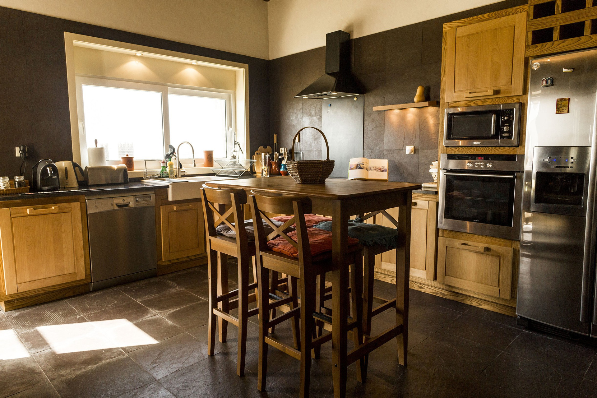 Rustic kitchen with island seating
