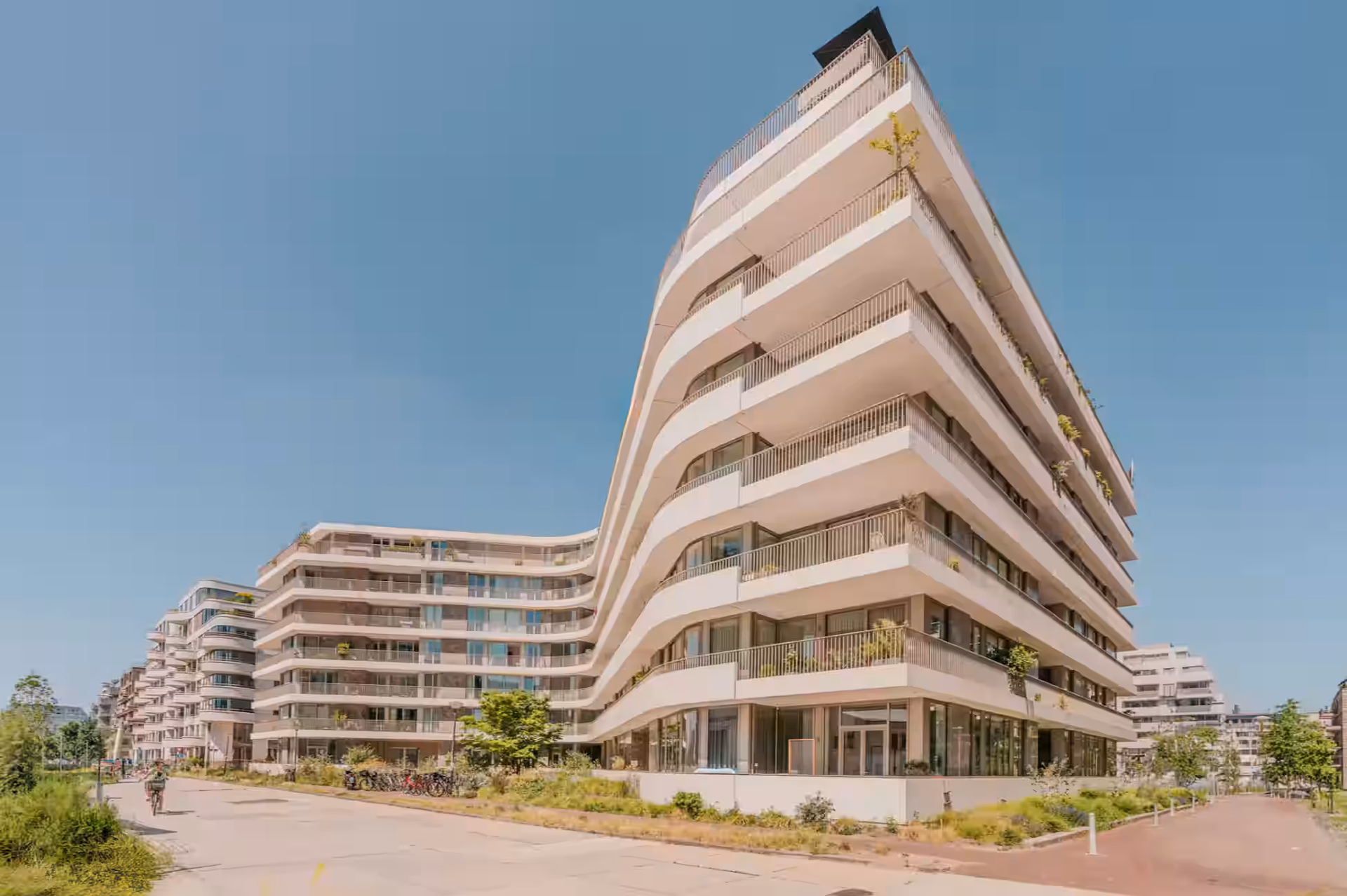 Curved apartment building exterior