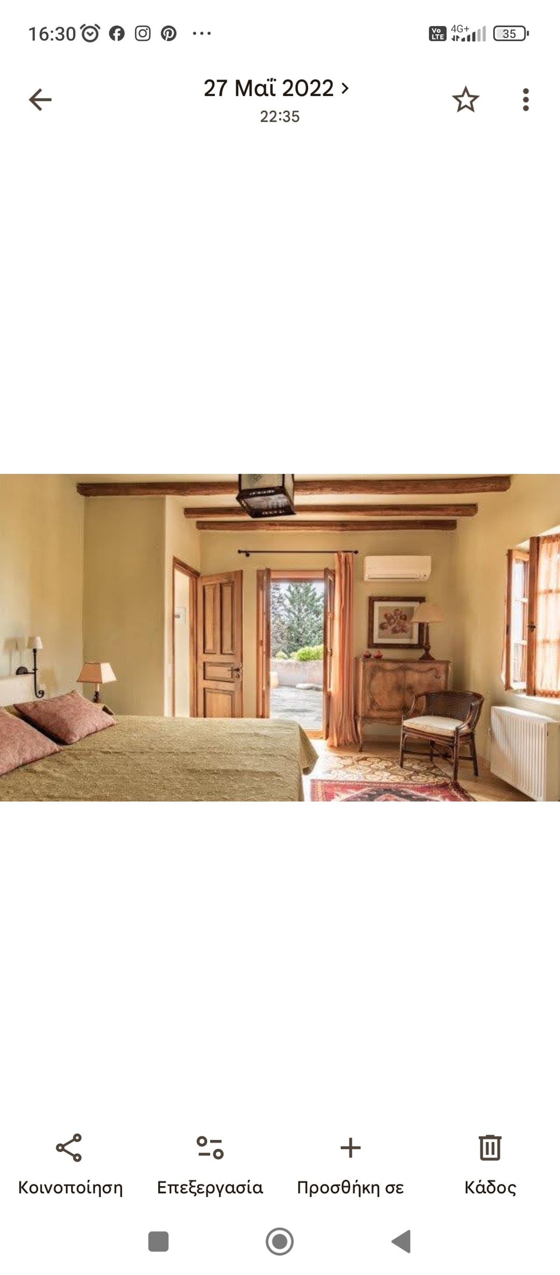 Rustic bedroom with beamed ceiling