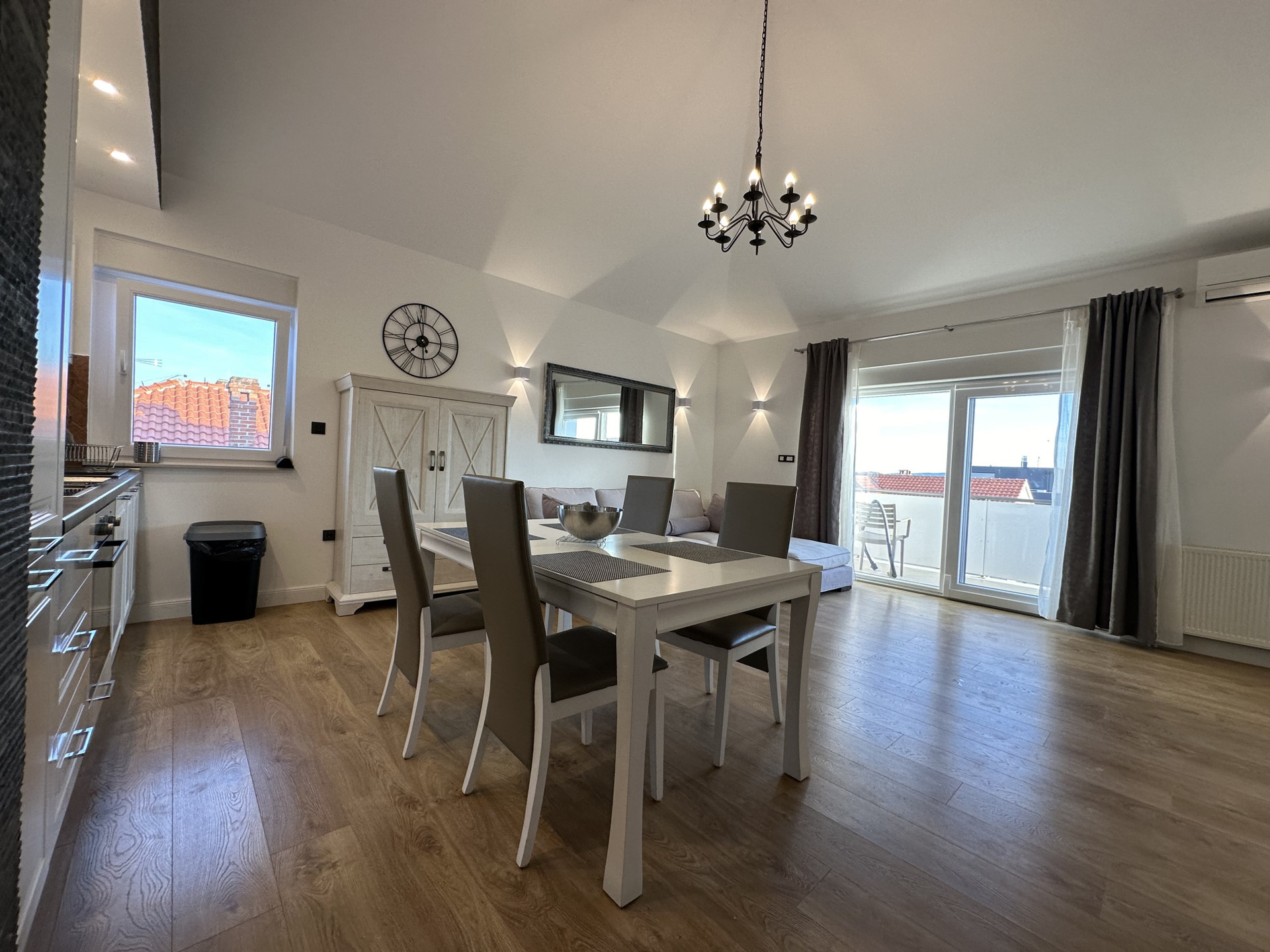 kitchen and living room