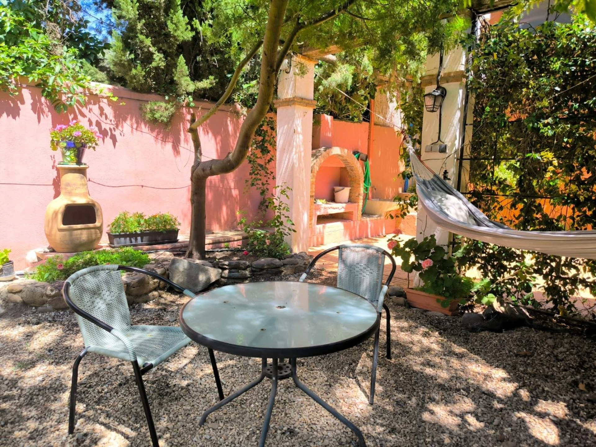 Garden patio with hammock