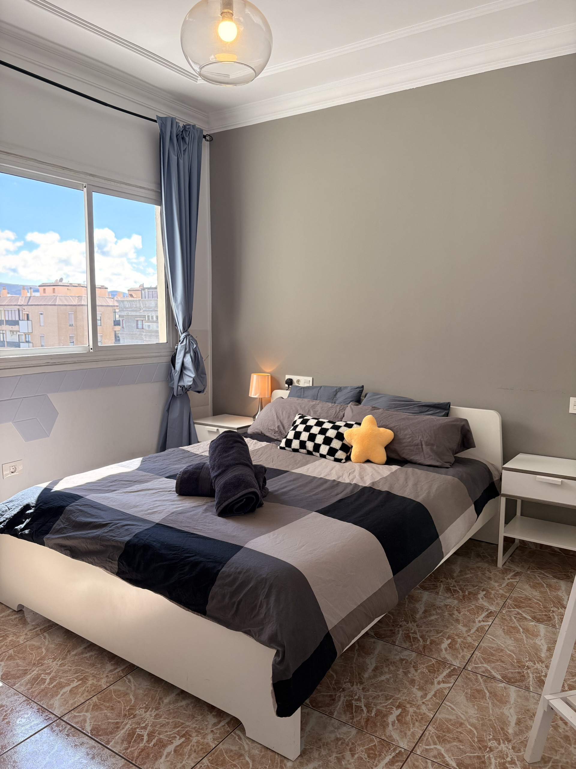 Bedroom with double bed window