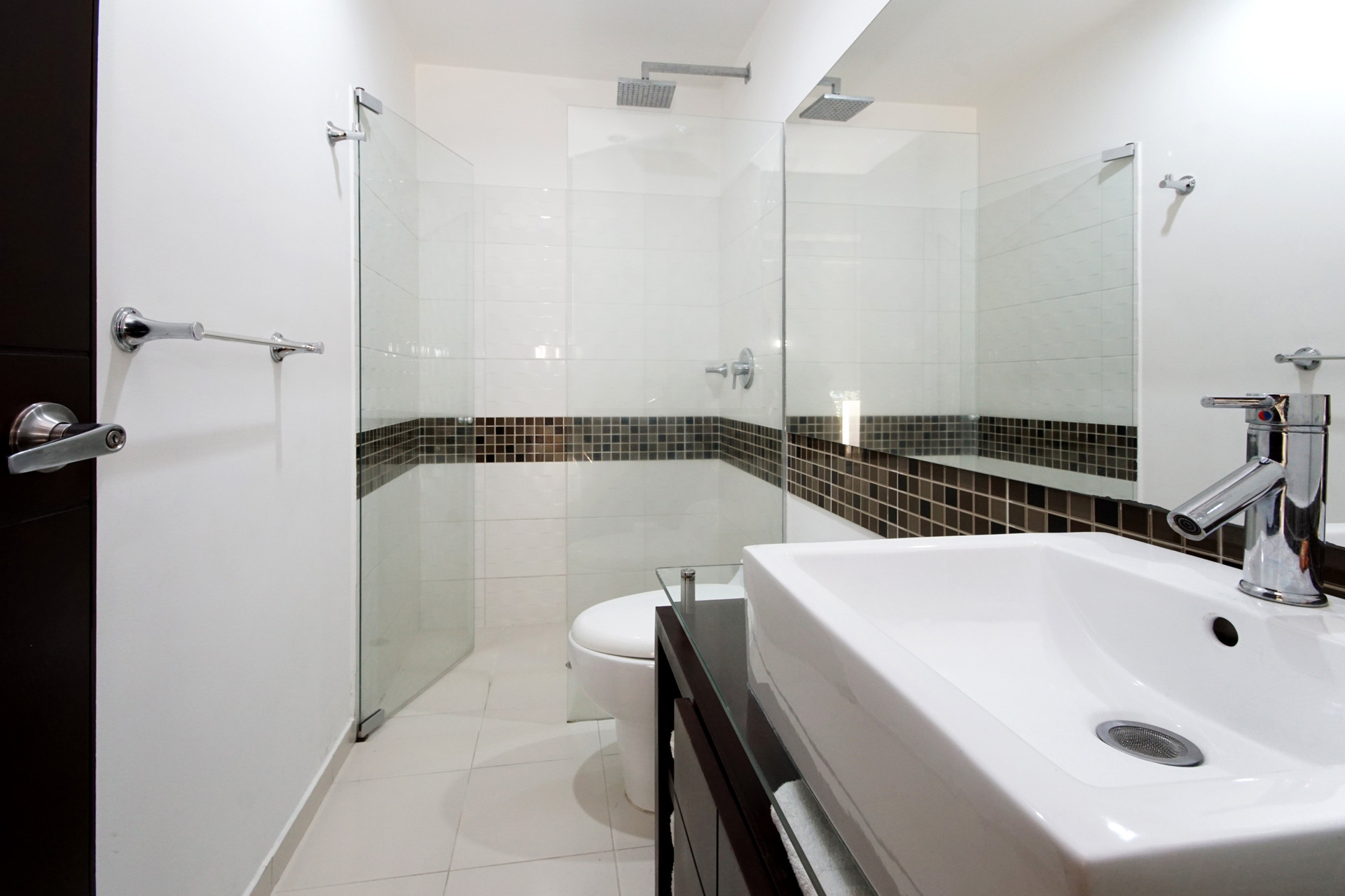 Modern bathroom with glass shower